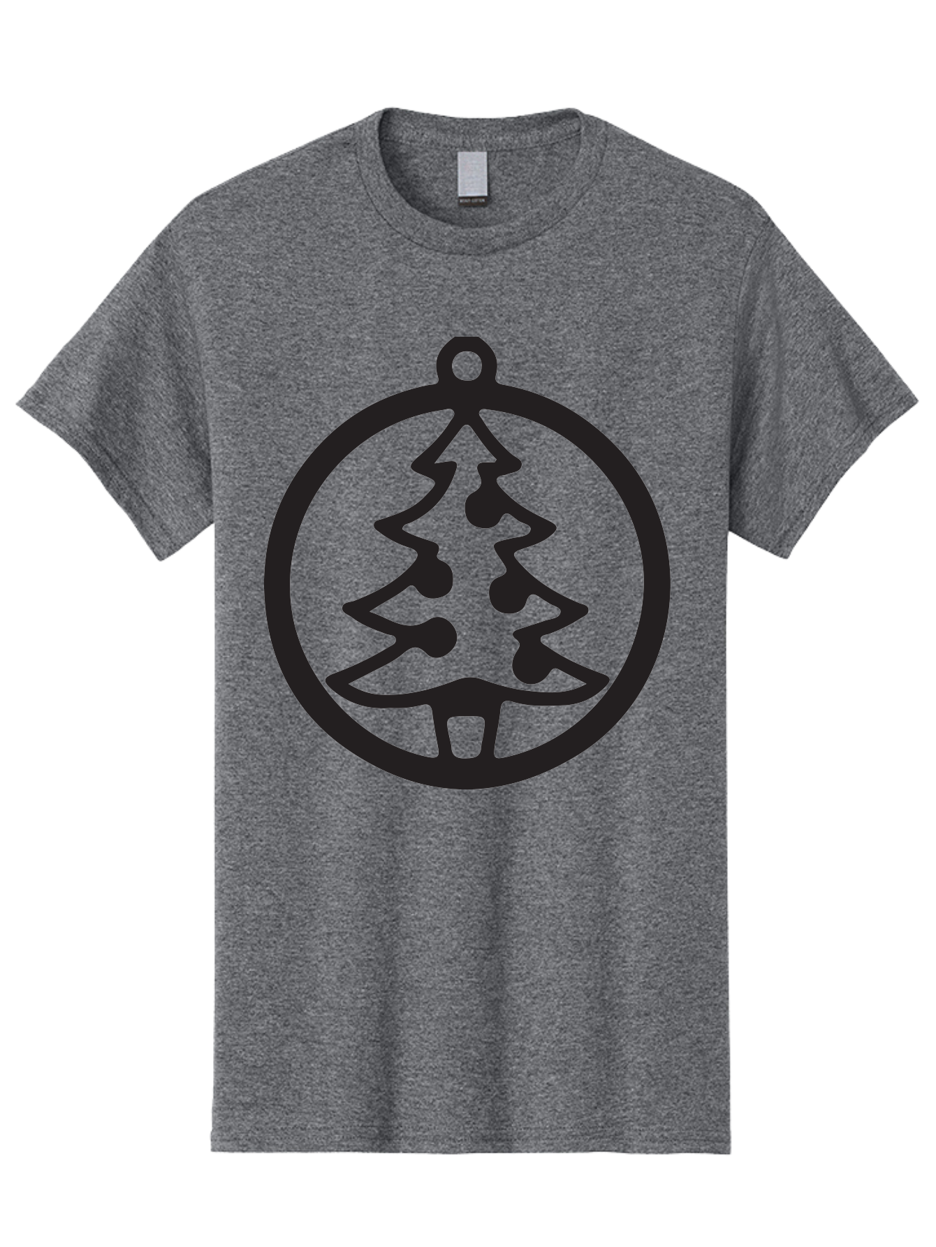 Christmas-Tree-Ornament-2 Men'S Graphic Tee, 100% Cotton, Comfortable Casual Summer Wear, Machine Washable, Christmas Tree, Holiday Decoration, Festive Symbol, Ornament Design, Black Silhouette, Simple Shape, Bauble, Christmas Theme, Aac591