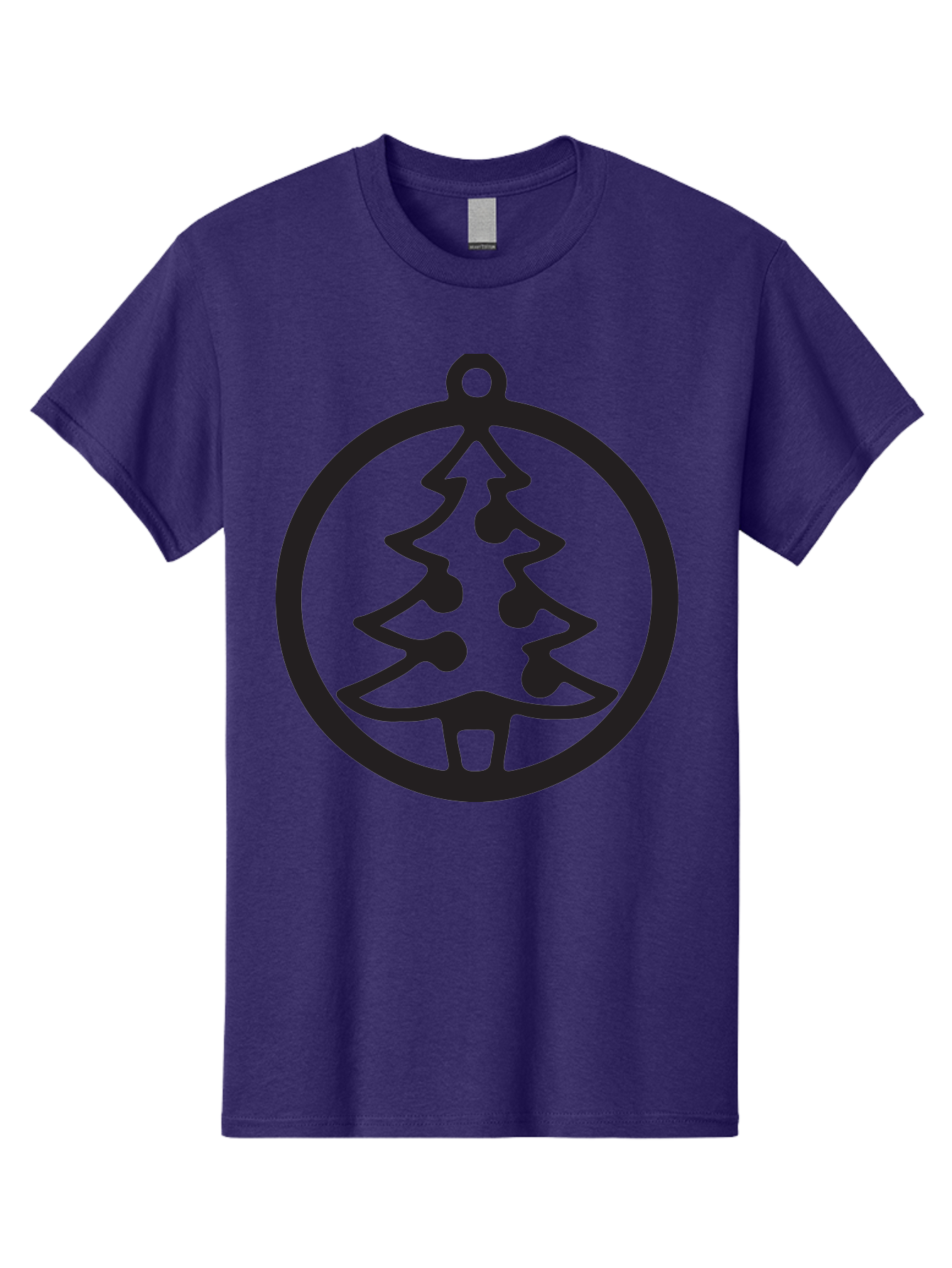 Christmas-Tree-Ornament-2 Men'S Graphic Tee, 100% Cotton, Comfortable Casual Summer Wear, Machine Washable, Christmas Tree, Holiday Decoration, Festive Symbol, Ornament Design, Black Silhouette, Simple Shape, Bauble, Christmas Theme, Aac591