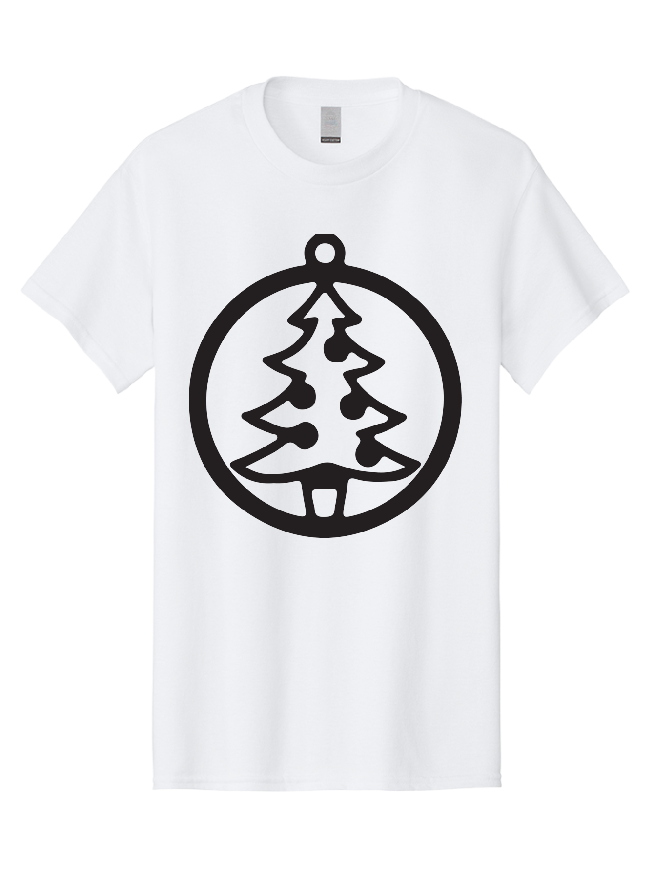 Christmas-Tree-Ornament-2 Men'S Graphic Tee, 100% Cotton, Comfortable Casual Summer Wear, Machine Washable, Christmas Tree, Holiday Decoration, Festive Symbol, Ornament Design, Black Silhouette, Simple Shape, Bauble, Christmas Theme, Aac591