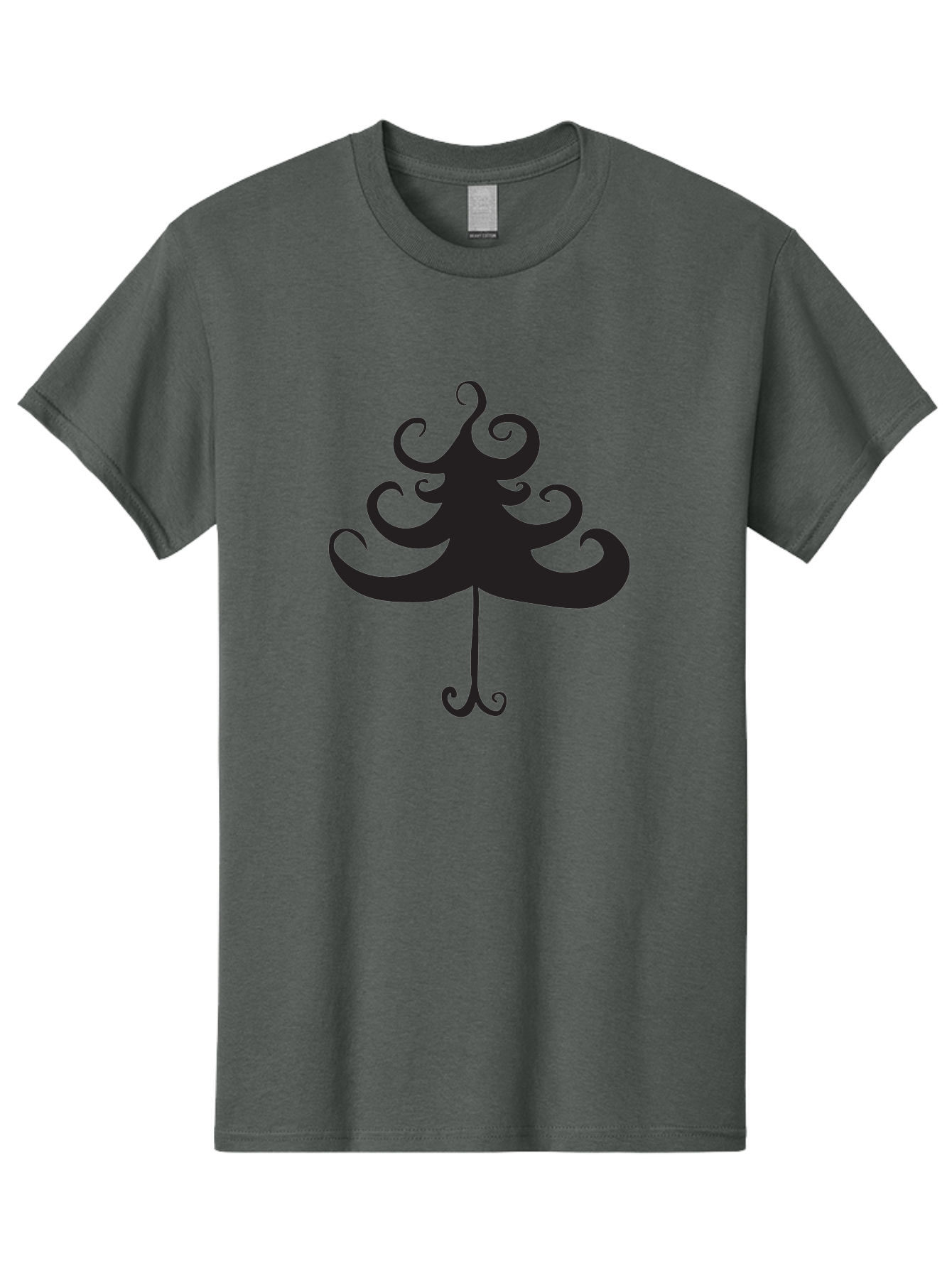 Christmas-Tree-Silhouette Men'S Graphic Tee, 100% Cotton, Comfortable Casual Summer Wear, Machine Washable, Christmas Tree Silhouette, Decorative Christmas Tree, Festive Holiday Symbol, Swirly Christmas Tree Design, Aac593