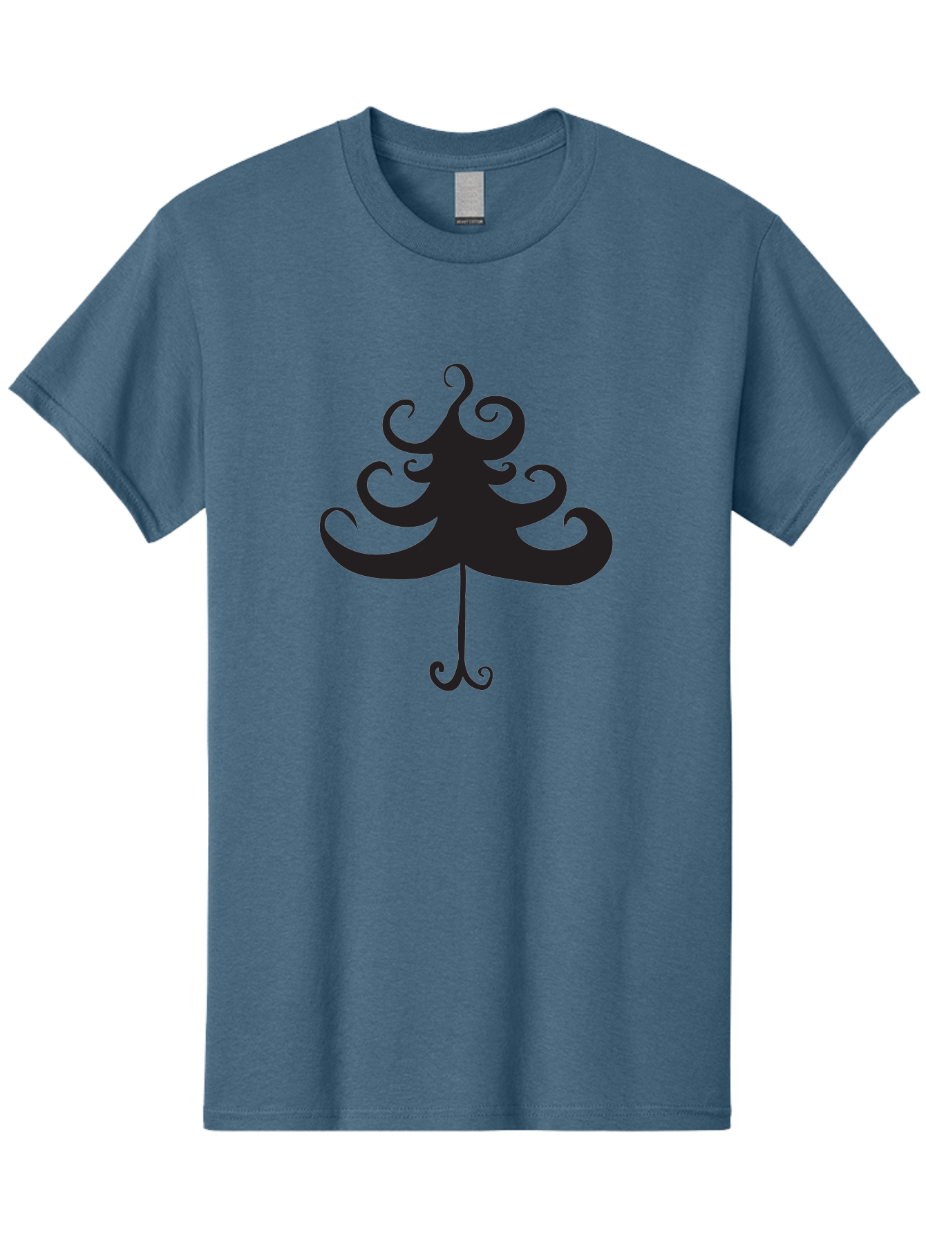Christmas-Tree-Silhouette Men'S Graphic Tee, 100% Cotton, Comfortable Casual Summer Wear, Machine Washable, Christmas Tree Silhouette, Decorative Christmas Tree, Festive Holiday Symbol, Swirly Christmas Tree Design, Aac593