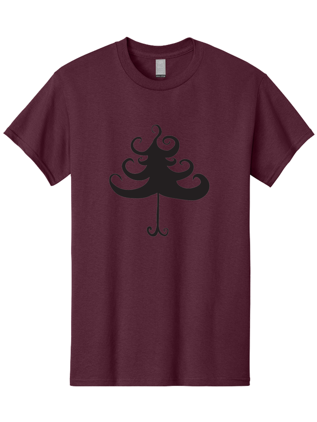 Christmas-Tree-Silhouette Men'S Graphic Tee, 100% Cotton, Comfortable Casual Summer Wear, Machine Washable, Christmas Tree Silhouette, Decorative Christmas Tree, Festive Holiday Symbol, Swirly Christmas Tree Design, Aac593