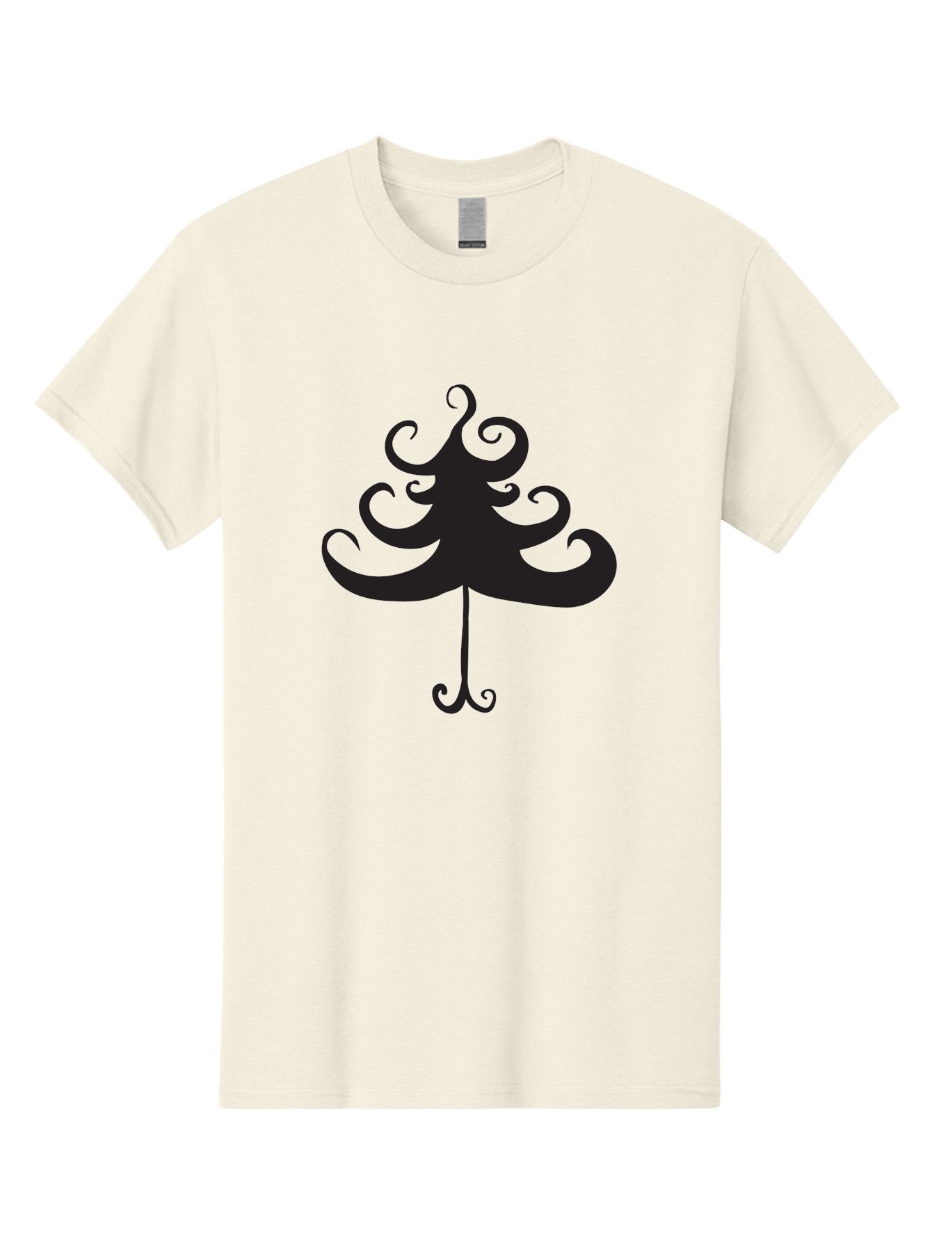 Christmas-Tree-Silhouette Men'S Graphic Tee, 100% Cotton, Comfortable Casual Summer Wear, Machine Washable, Christmas Tree Silhouette, Decorative Christmas Tree, Festive Holiday Symbol, Swirly Christmas Tree Design, Aac593