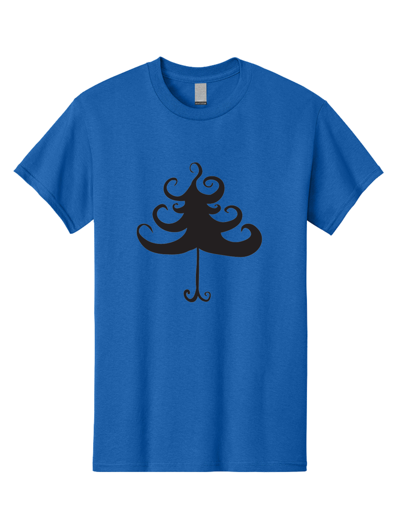 Christmas-Tree-Silhouette Men'S Graphic Tee, 100% Cotton, Comfortable Casual Summer Wear, Machine Washable, Christmas Tree Silhouette, Decorative Christmas Tree, Festive Holiday Symbol, Swirly Christmas Tree Design, Aac593
