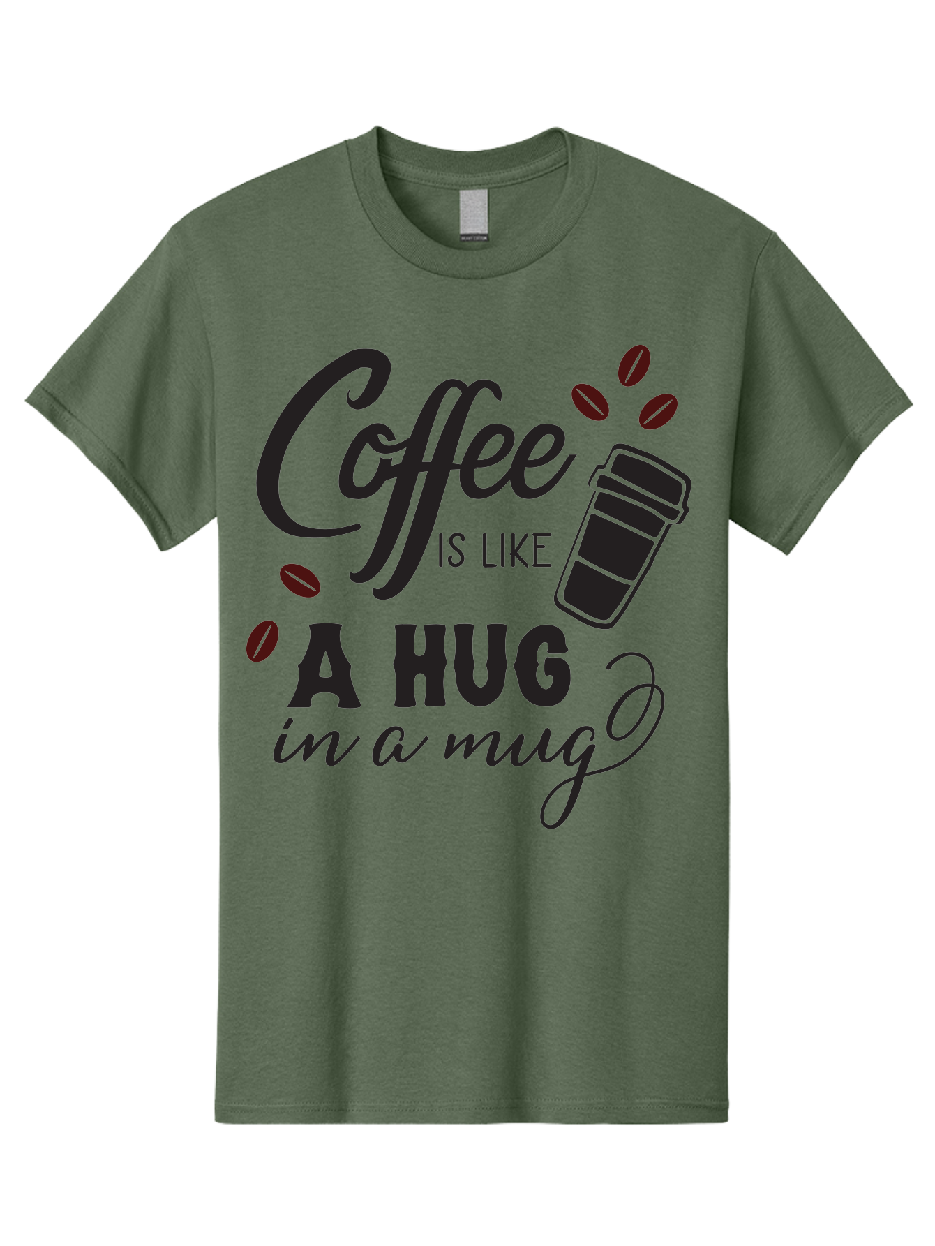 Coffee-Is-Like-A-Hug-In-A-Mug Men'S Graphic Tee, 100% Cotton, Comfortable Casual Summer Wear, Machine Washable, Coffee Quote, Coffee Love, Coffee Lover, Coffee In A Mug, Coffee Is Life, Coffee Is Like A Hug Aac602