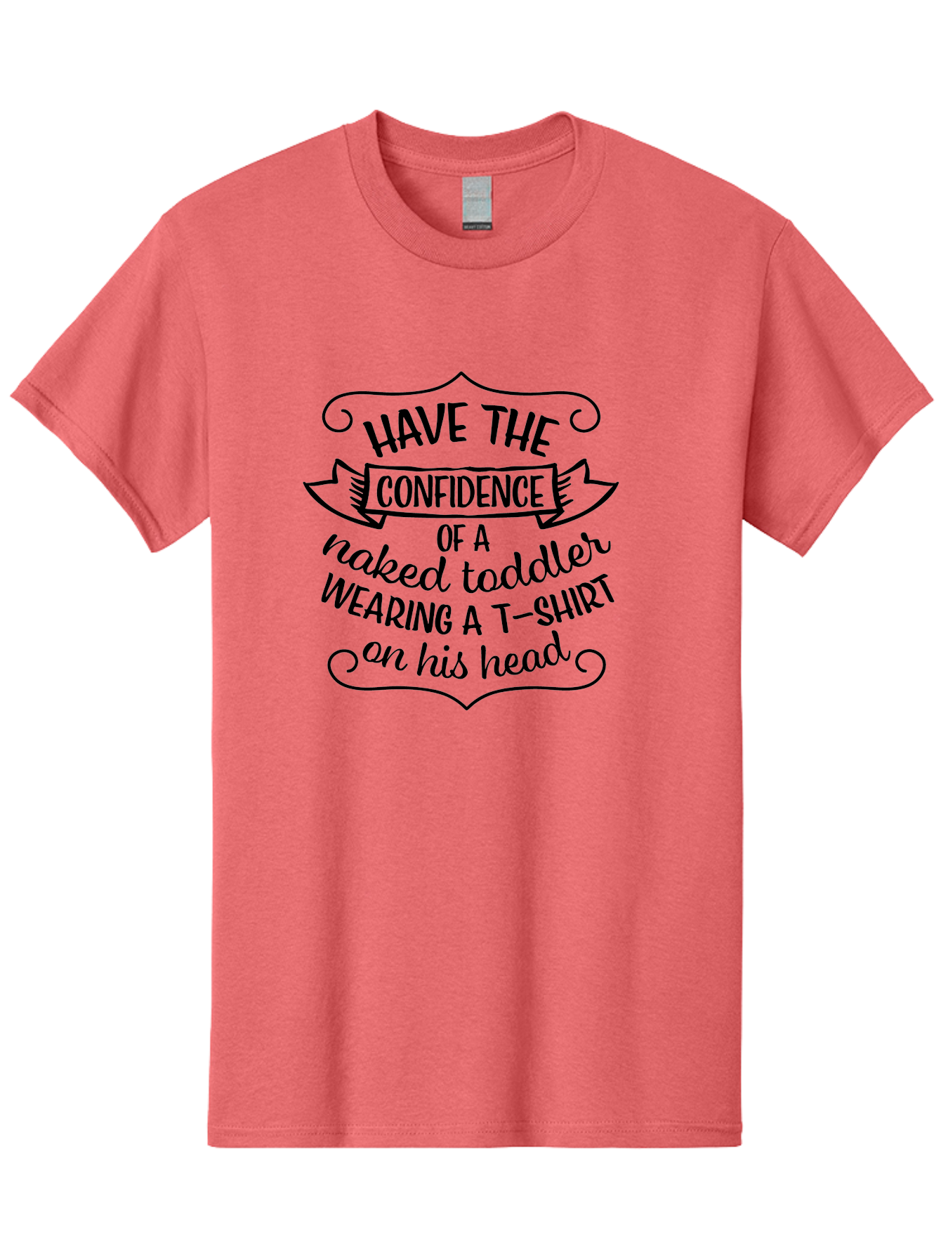 Confidence-Of-A-Naked-Toddler Men'S Graphic Tee, 100% Cotton, Comfortable Casual Summer Wear, Machine Washable, Funny Quote, Confidence Booster, Humorous Saying, Inspirational Phrase, Motivational Words, Quirky Design, Playful Typography, Aac607
