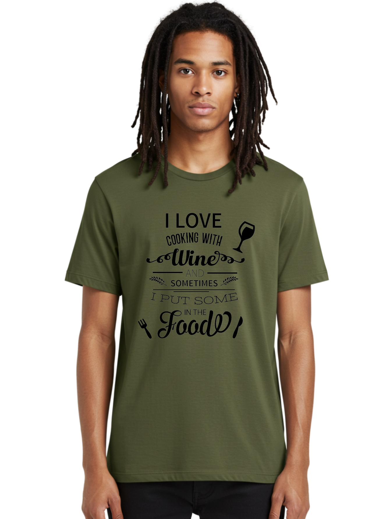 Cooking-With-Wine Men'S Graphic Tee, 100% Cotton, Comfortable Casual Summer Wear, Machine Washable, Cooking With Wine, Wine Quote, Funny Kitchen Humor, Wine Lover Gift, Culinary Arts, Kitchen Decor Inspiration, Chef'S Wit Aac608