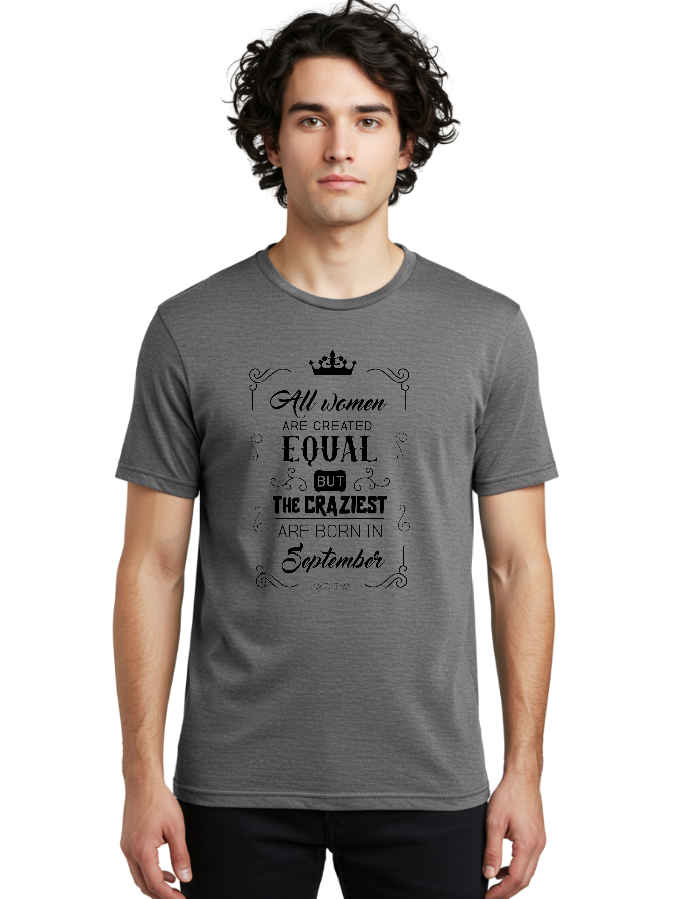Craziest-Born-September Men'S Graphic Tee, 100% Cotton, Comfortable Casual Summer Wear, Machine Washable, Birth Month, September Born, Crazy Personality, Women'S Empowerment, Inspirational Quote, Funny Humor, Quirky Vibe, Equal But Different, Aac612