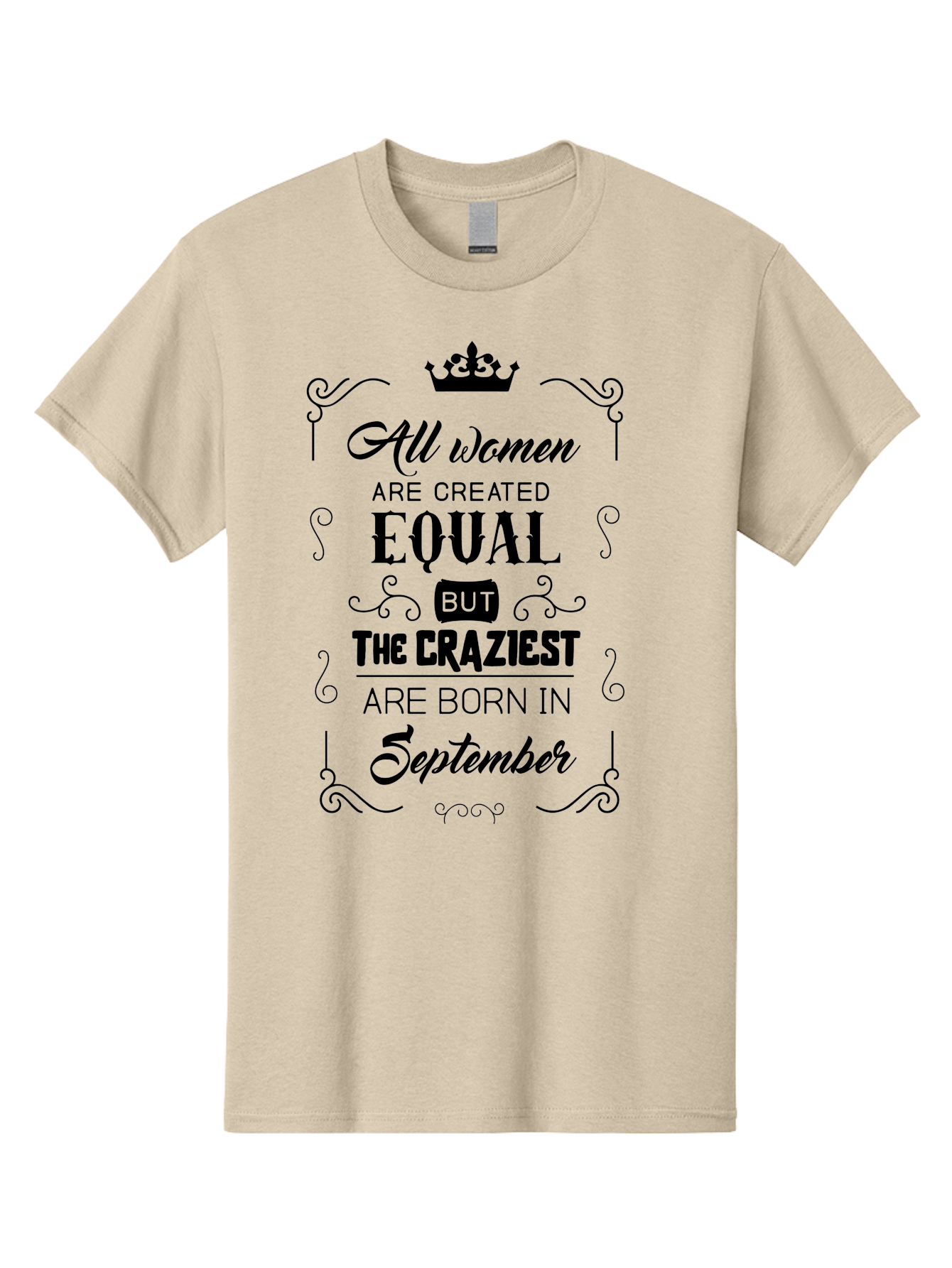 Craziest-Born-September Men'S Graphic Tee, 100% Cotton, Comfortable Casual Summer Wear, Machine Washable, Birth Month, September Born, Crazy Personality, Women'S Empowerment, Inspirational Quote, Funny Humor, Quirky Vibe, Equal But Different, Aac612