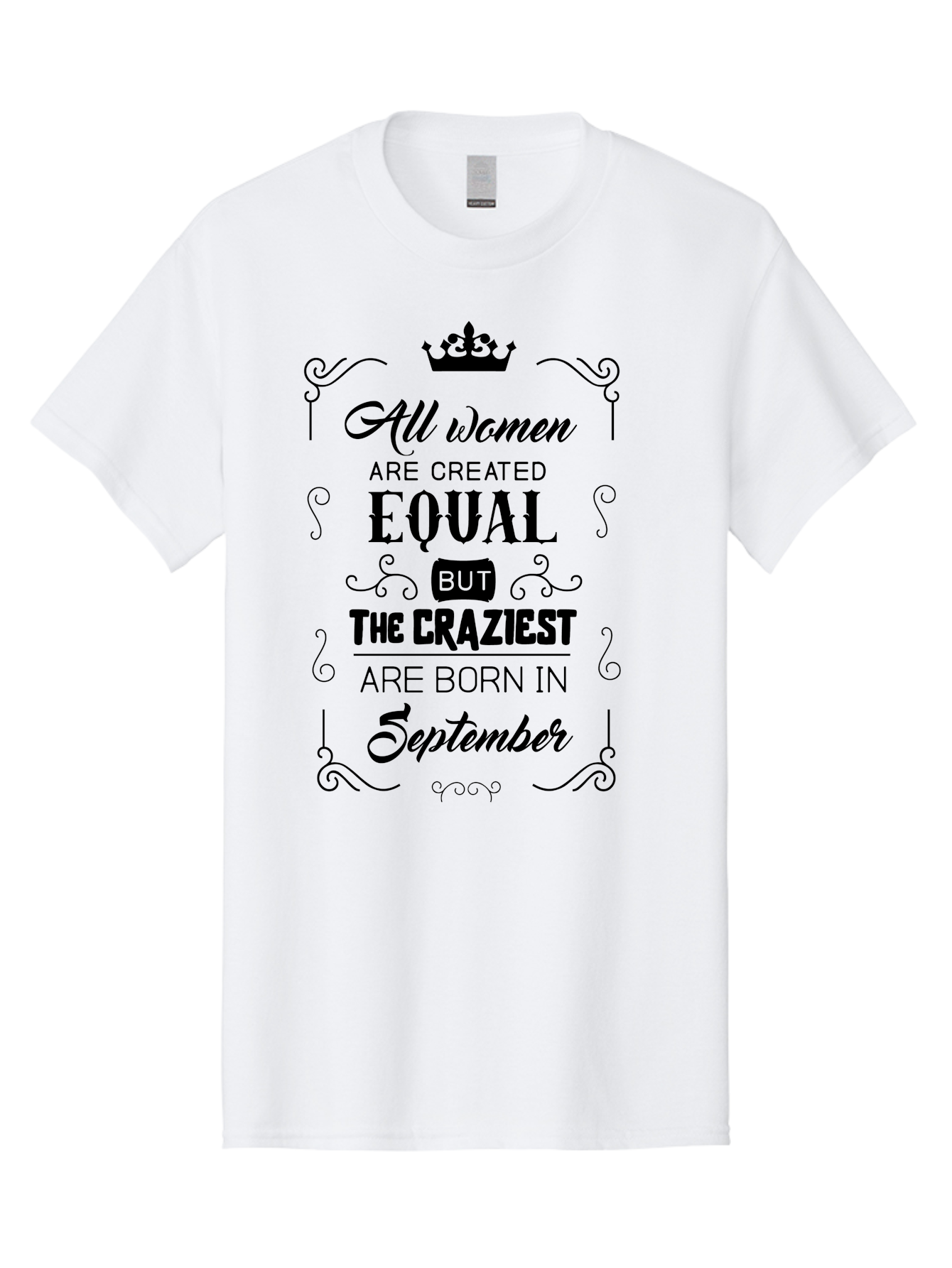 Craziest-Born-September Men'S Graphic Tee, 100% Cotton, Comfortable Casual Summer Wear, Machine Washable, Birth Month, September Born, Crazy Personality, Women'S Empowerment, Inspirational Quote, Funny Humor, Quirky Vibe, Equal But Different, Aac612