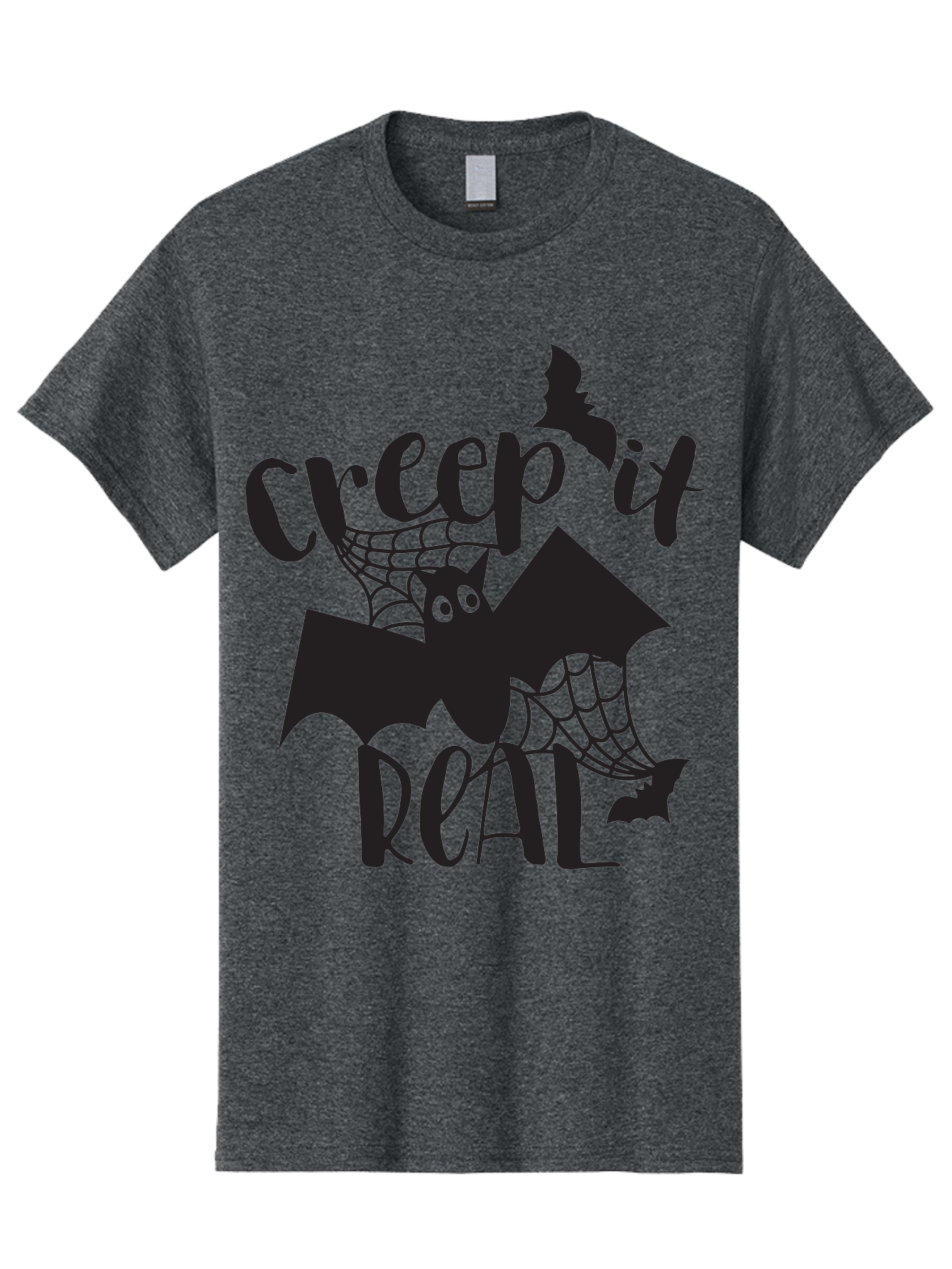 Creep-It-Real Men'S Graphic Tee, 100% Cotton, Comfortable Casual Summer Wear, Machine Washable, Halloween Graphics, Halloween Design, Creepy Bat, Spider Web, Halloween Theme, Spooky Atmosphere, Halloween Decoration, Creepy Eyes Aac614
