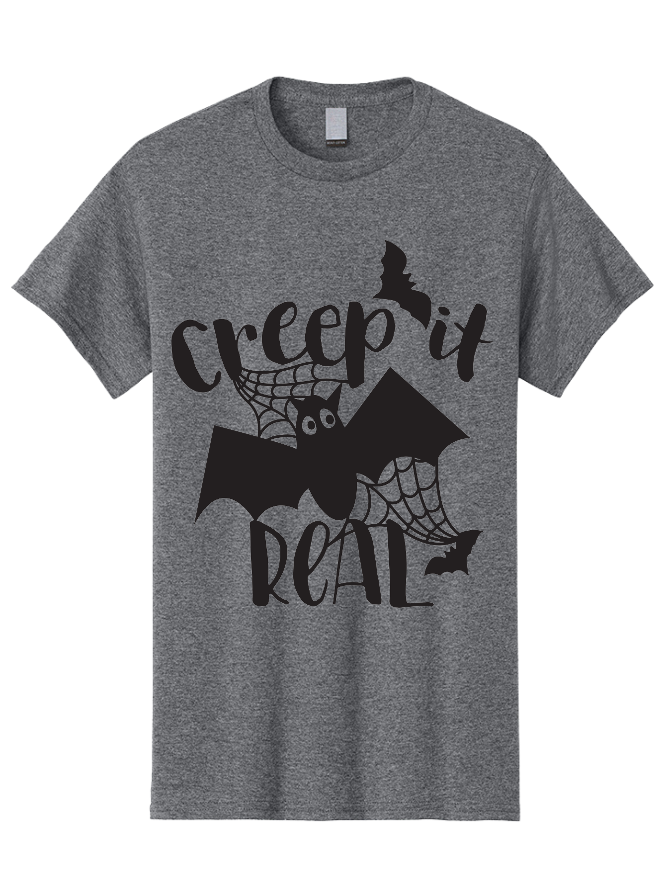 Creep-It-Real Men'S Graphic Tee, 100% Cotton, Comfortable Casual Summer Wear, Machine Washable, Halloween Graphics, Halloween Design, Creepy Bat, Spider Web, Halloween Theme, Spooky Atmosphere, Halloween Decoration, Creepy Eyes Aac614