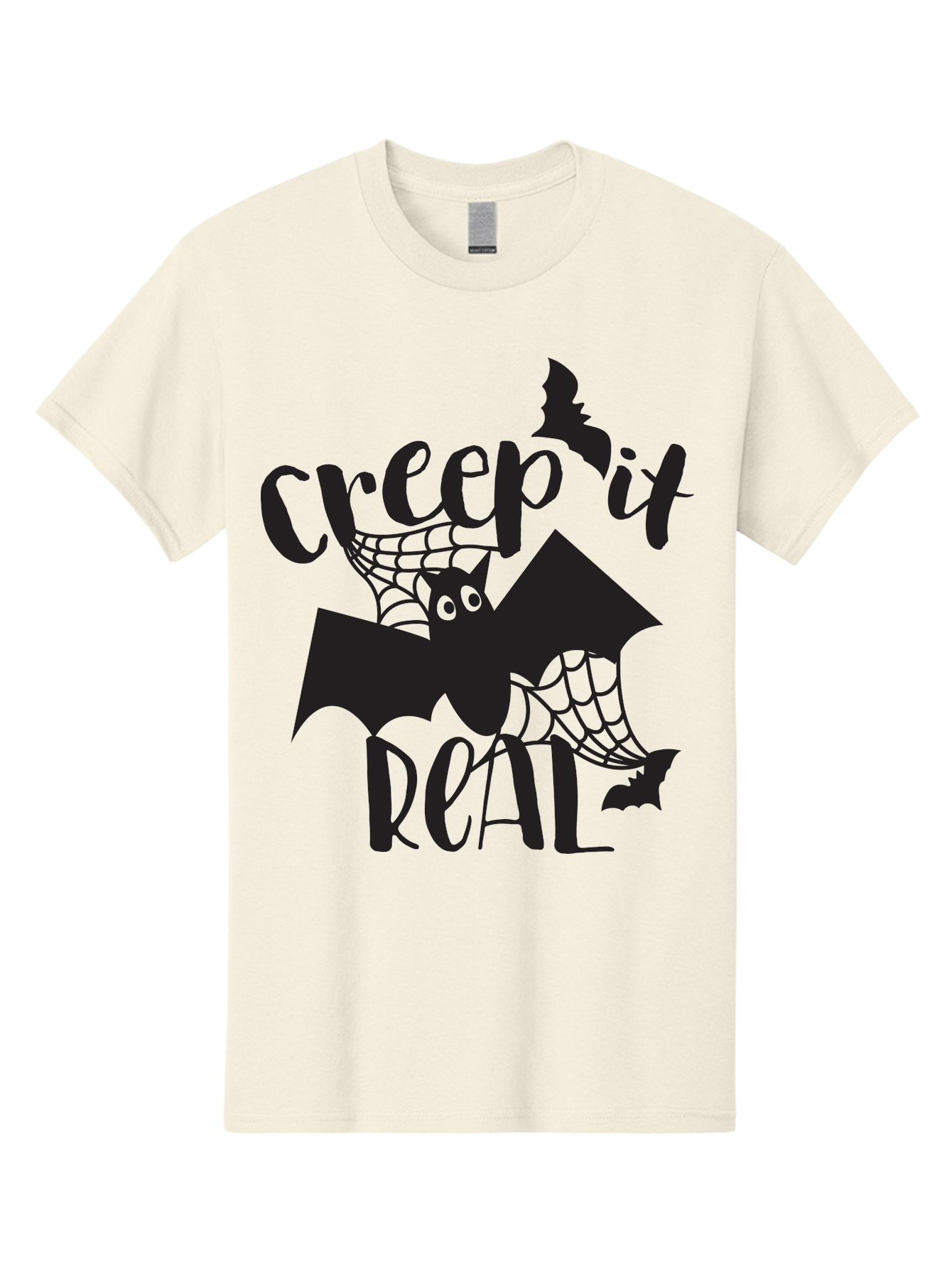 Creep-It-Real Men'S Graphic Tee, 100% Cotton, Comfortable Casual Summer Wear, Machine Washable, Halloween Graphics, Halloween Design, Creepy Bat, Spider Web, Halloween Theme, Spooky Atmosphere, Halloween Decoration, Creepy Eyes Aac614