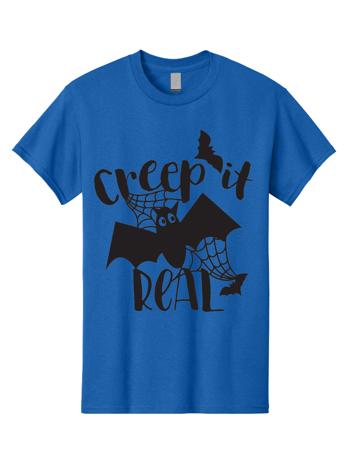 Creep-It-Real Men'S Graphic Tee, 100% Cotton, Comfortable Casual Summer Wear, Machine Washable, Halloween Graphics, Halloween Design, Creepy Bat, Spider Web, Halloween Theme, Spooky Atmosphere, Halloween Decoration, Creepy Eyes Aac614