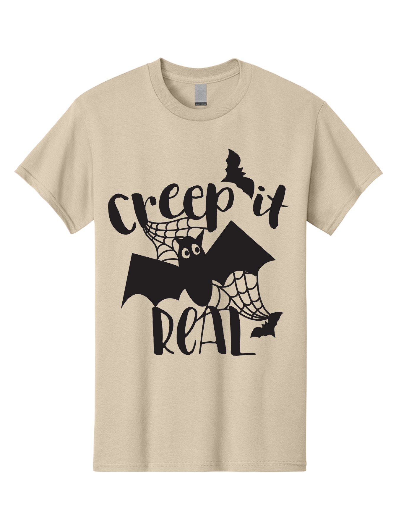 Creep-It-Real Men'S Graphic Tee, 100% Cotton, Comfortable Casual Summer Wear, Machine Washable, Halloween Graphics, Halloween Design, Creepy Bat, Spider Web, Halloween Theme, Spooky Atmosphere, Halloween Decoration, Creepy Eyes Aac614