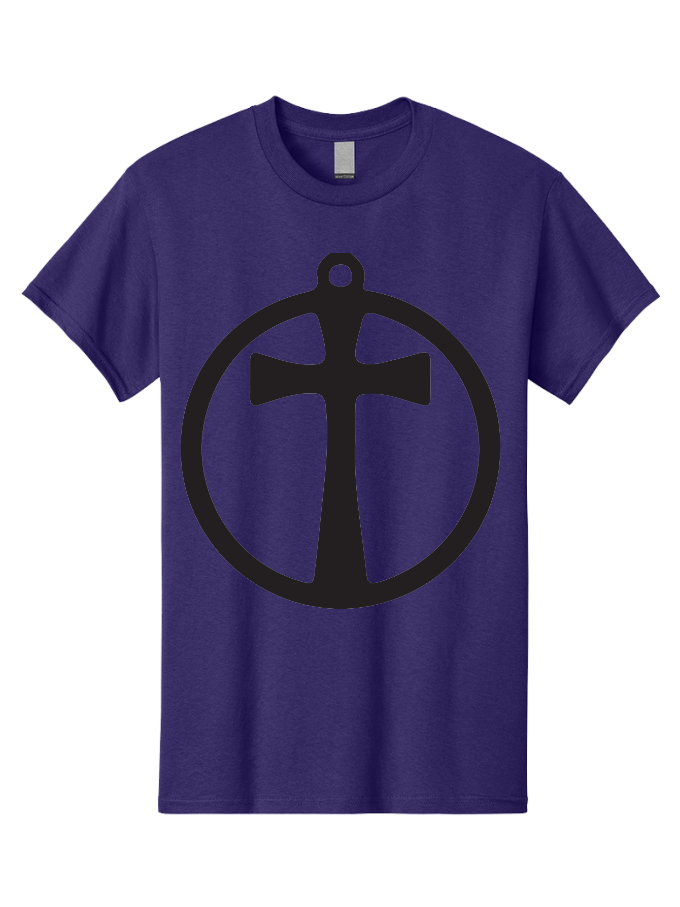 Cross-In-Circle Men'S Graphic Tee, 100% Cotton, Comfortable Casual Summer Wear, Machine Washable, Cross In Circle, Pendant Design, Christian Symbol, Faith Jewelry, Minimalist Pendant, Simple Cross Design, Religious Icon Aac615