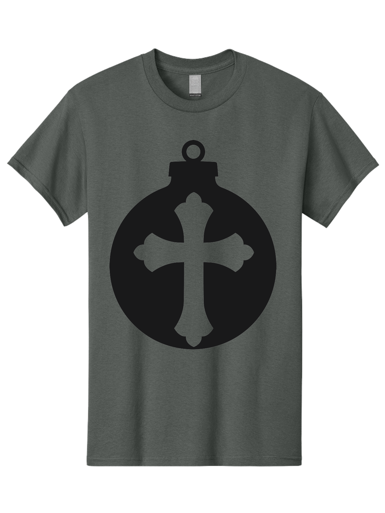 Cross-Ornament Men'S Graphic Tee, 100% Cotton, Comfortable Casual Summer Wear, Machine Washable, Christian Ornament, Cross Decoration, Holiday Symbol, Christmas Decoration, Faith Representation, Religious Icon, Symbolic Ornament Aac616
