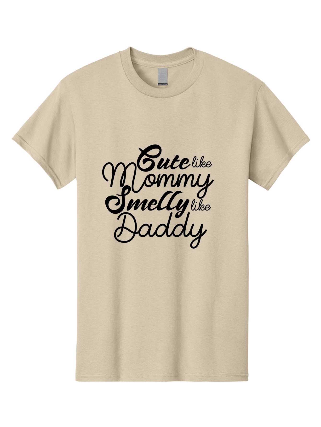 Cute-Like-Mommy-Smelly-Like-Daddy Men'S Graphic Tee, 100% Cotton, Comfortable Casual Summer Wear, Machine Washable, Funny Quotes, Baby Humor, Mommy Daddy Quote, Cute Baby Saying, Humorous Design, Playful Typography, Funny Baby Graphics, Aac619