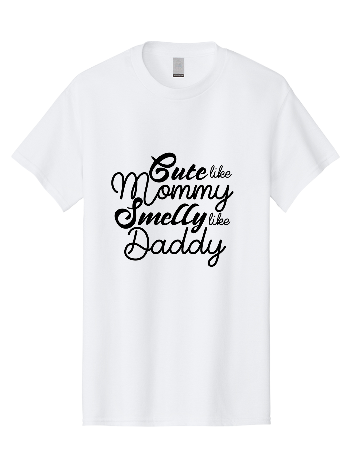 Cute-Like-Mommy-Smelly-Like-Daddy Men'S Graphic Tee, 100% Cotton, Comfortable Casual Summer Wear, Machine Washable, Funny Quotes, Baby Humor, Mommy Daddy Quote, Cute Baby Saying, Humorous Design, Playful Typography, Funny Baby Graphics, Aac619
