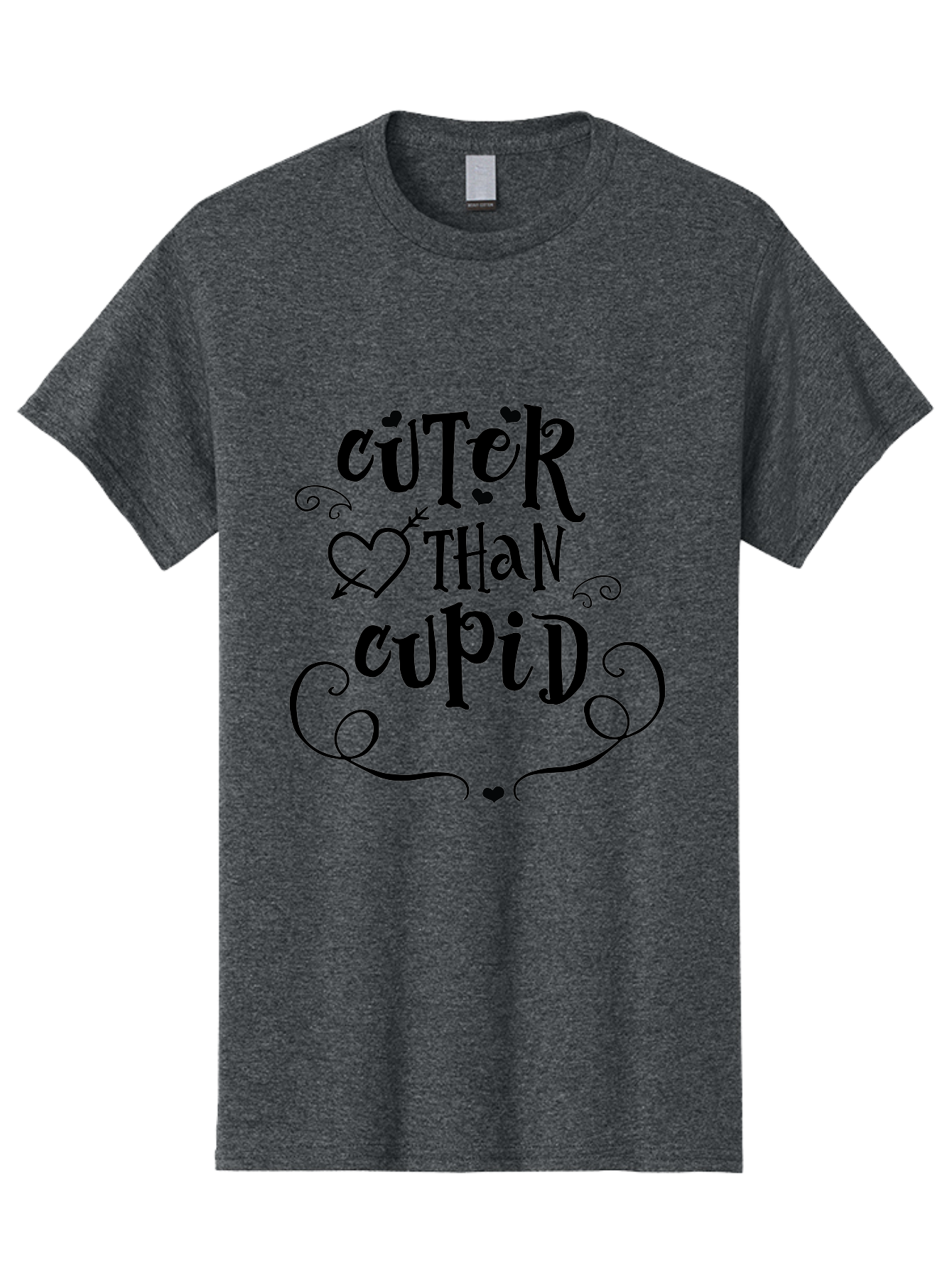 Cuter-Than-Cupid Men'S Graphic Tee, 100% Cotton, Comfortable Casual Summer Wear, Machine Washable, Cute Quotes, Valentine'S Day, Love Messages, Heart Designs, Cupid Theme, Typography Art, Romantic Phrases, Adorable Sayings, Whimsical Fonts Aac620