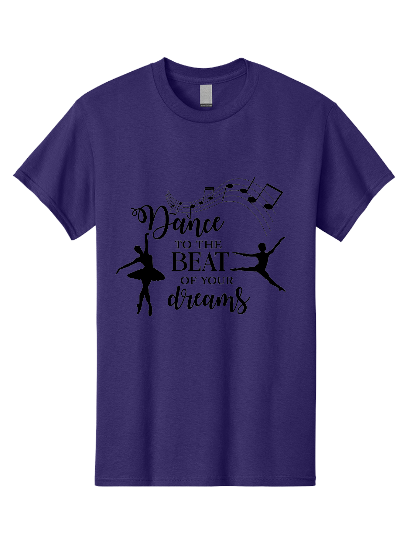 Dance-To-The-Beat-Of-Your-Dreams Men'S Graphic Tee, 100% Cotton, Comfortable Casual Summer Wear, Machine Washable, Dance Inspiration, Motivational Quote, Ballet Dancers, Rhythmic Movement, Dancing Silhouettes, Music Notes, Inspirational Words, Aac624