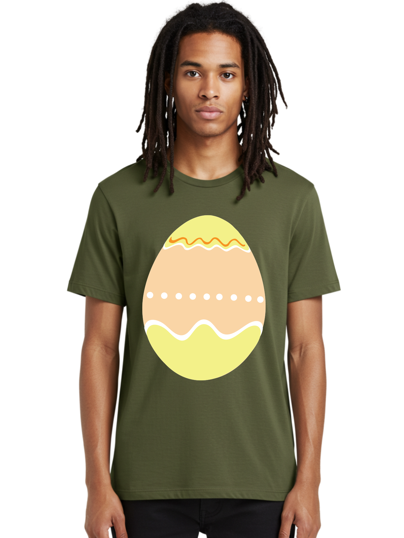 Decorated-Easter-Egg-2 Men'S Graphic Tee, 100% Cotton, Comfortable Casual Summer Wear, Machine Washable, Easter Egg, Decorated Egg, Spring Theme, Vibrant Colors, Wavy Lines, Dotted Pattern, Festive Design, Pastel Colors, Holiday Decoration, Aac633