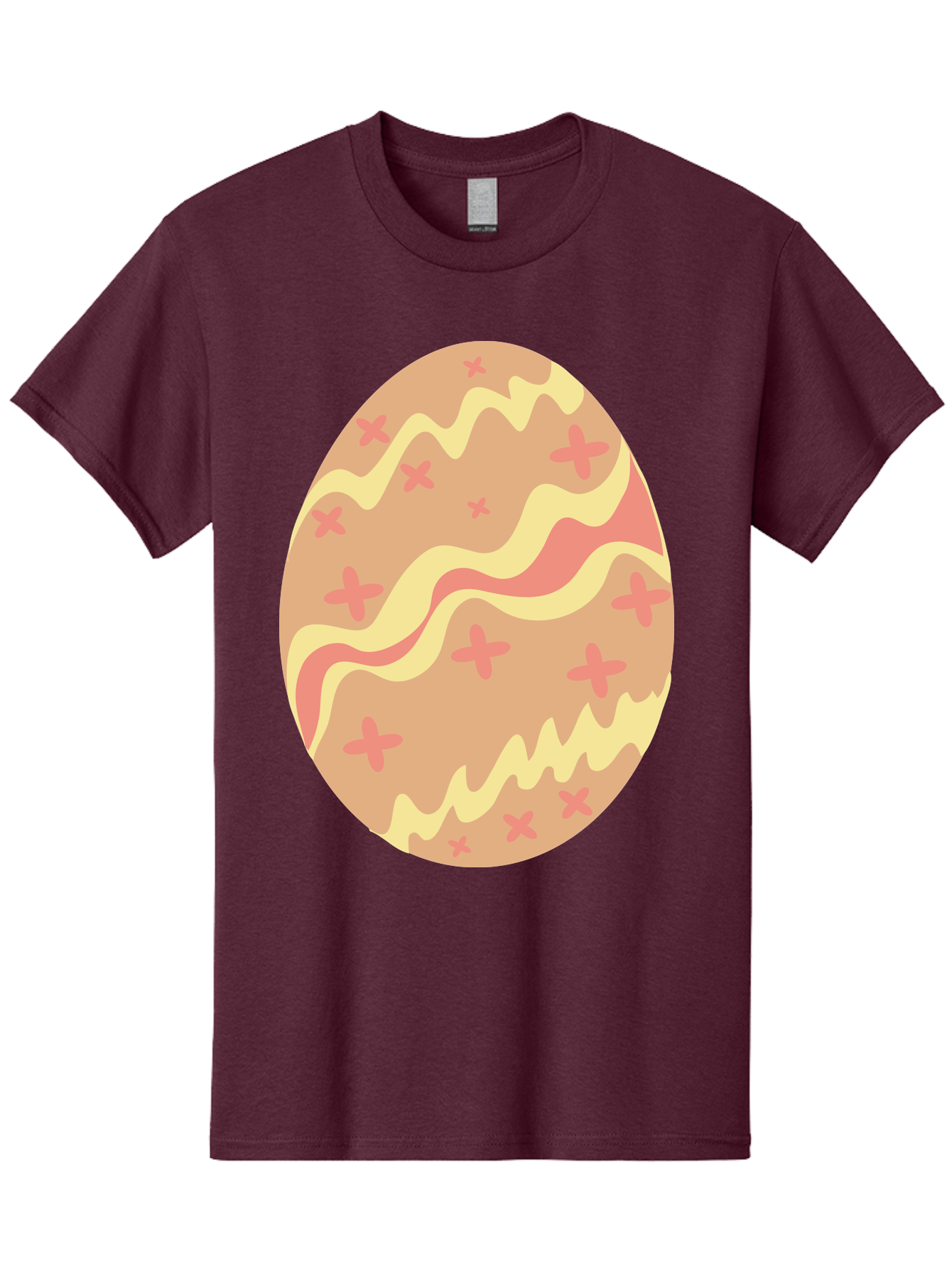 Decorated-Easter-Egg Men'S Graphic Tee, 100% Cotton, Comfortable Casual Summer Wear, Machine Washable, Easter Egg, Decorated Egg, Pastel Colors, Pink And Yellow Design, Cross Patterns, Wavy Lines, Spring Theme, Easter Decoration, Festive Egg Aac634