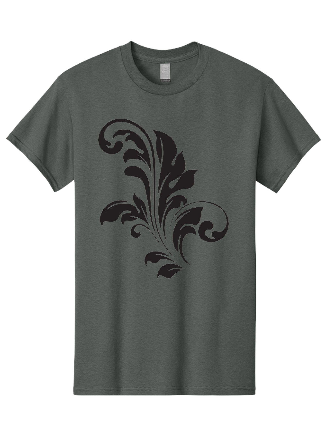 Decorative-Leaf-Pattern Men'S Graphic Tee, 100% Cotton, Comfortable Casual Summer Wear, Machine Washable, Floral Pattern, Leaf Design, Luxury Decor, Elegant Motifs, Intricate Details, Ornate Style, Classic Design Elements, Decorative Art Aac636