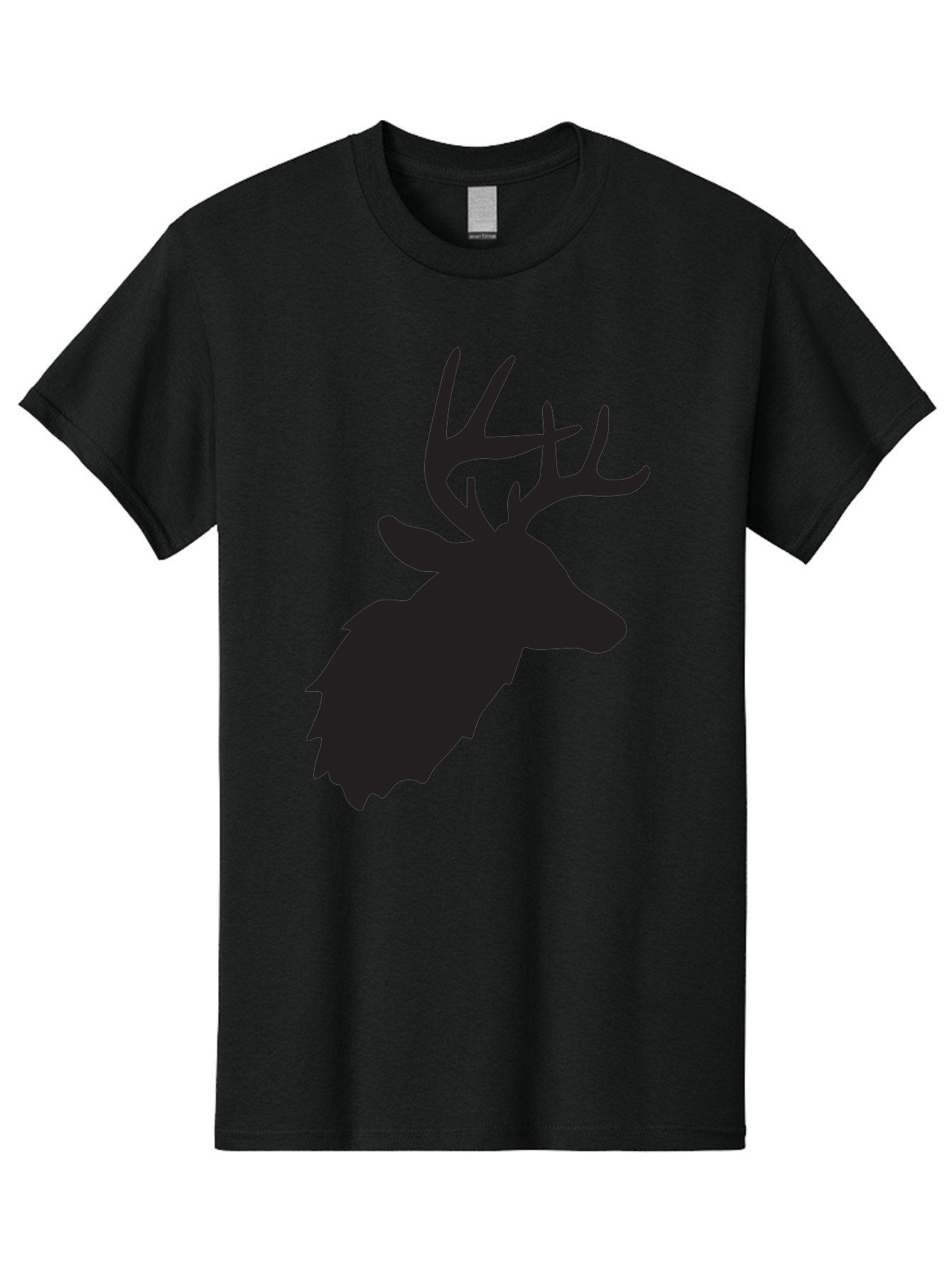 Deer-Head-Silhouette Men'S Graphic Tee, 100% Cotton, Comfortable Casual Summer Wear, Machine Washable, Elk Silhouette, Wildlife Art, Majestic Animal, Forest Creature, Hunting Symbol, Nature Icon, Graphic Design, Simple Illustration, Aac641