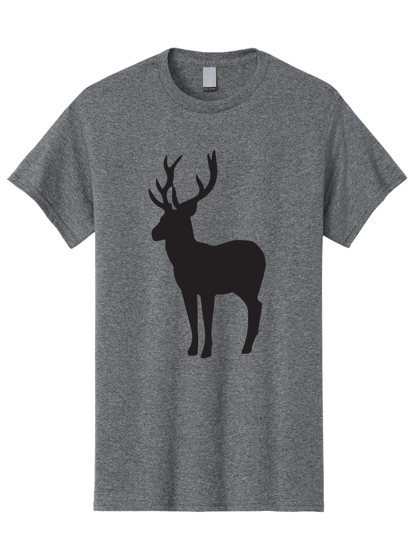 Deer-Silhouette-2 Men'S Graphic Tee, 100% Cotton, Comfortable Casual Summer Wear, Machine Washable, Deer Silhouette, Stag Illustration, Antlered Animal, Wildlife Graphic, Majestic Deer, Forest Creature, Simple Design, Minimalist Art, Aac643