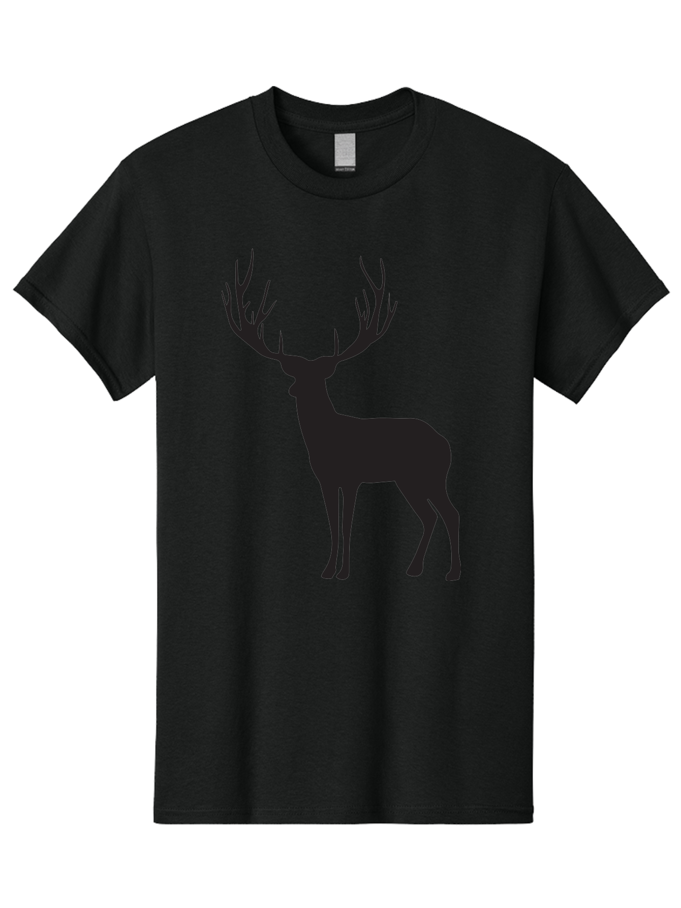 Deer-Silhouette-3 Men'S Graphic Tee, 100% Cotton, Comfortable Casual Summer Wear, Machine Washable, Deer Silhouette, Majestic Stag, Wildlife Illustration, Black Silhouette, Antlers, Wild Animal, Forest Creature, Nature Graphic Aac644