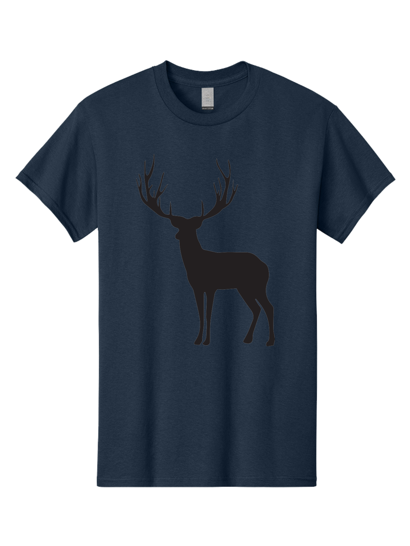 Deer-Silhouette-3 Men'S Graphic Tee, 100% Cotton, Comfortable Casual Summer Wear, Machine Washable, Deer Silhouette, Majestic Stag, Wildlife Illustration, Black Silhouette, Antlers, Wild Animal, Forest Creature, Nature Graphic Aac644