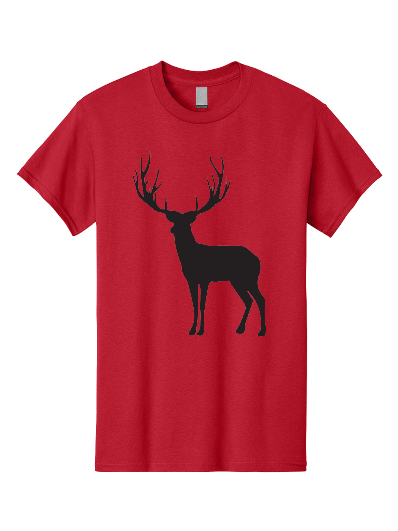 Deer-Silhouette-3 Men'S Graphic Tee, 100% Cotton, Comfortable Casual Summer Wear, Machine Washable, Deer Silhouette, Majestic Stag, Wildlife Illustration, Black Silhouette, Antlers, Wild Animal, Forest Creature, Nature Graphic Aac644