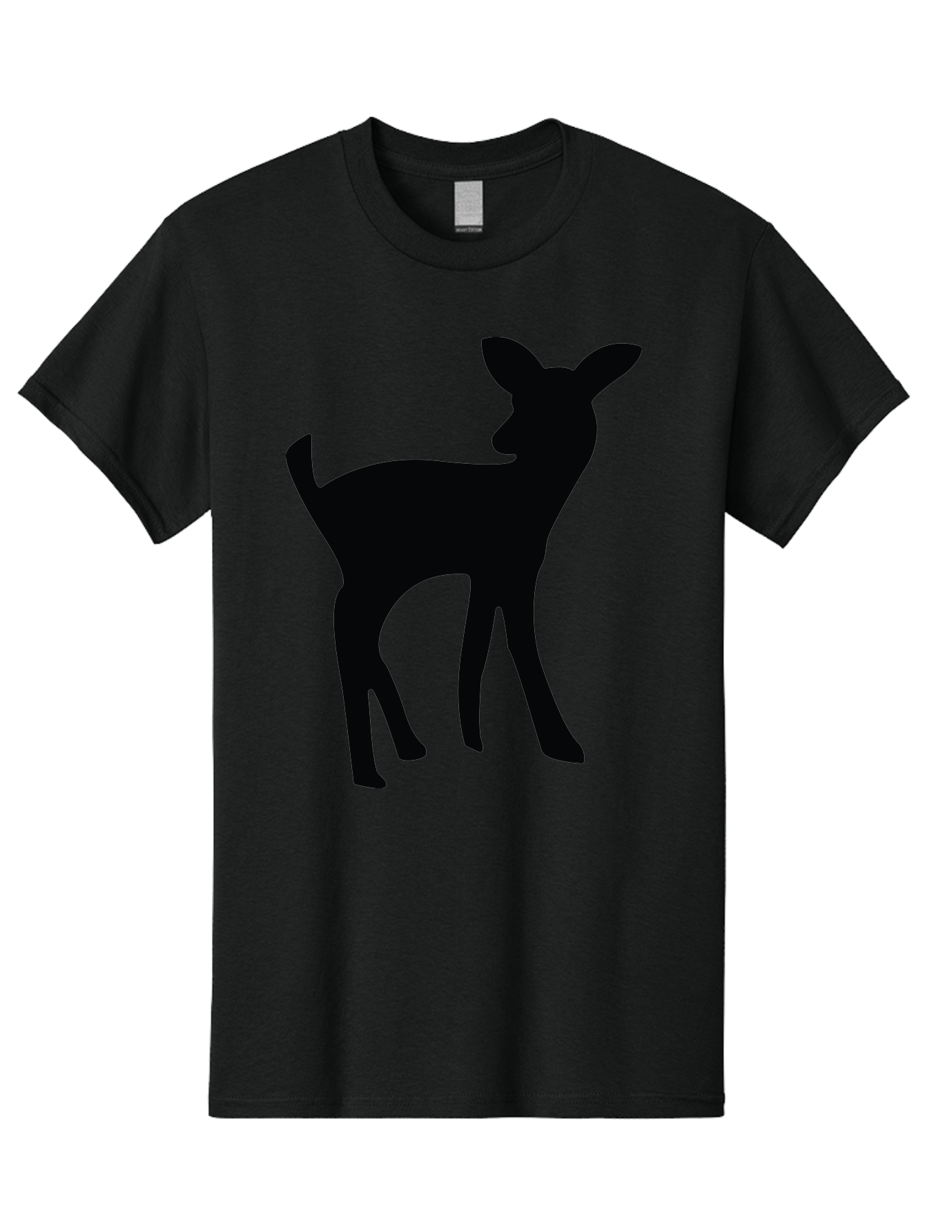 Deer-Silhouette Men'S Graphic Tee, 100% Cotton, Comfortable Casual Summer Wear, Machine Washable, Deer Silhouette, Wildlife Art, Minimalist Design, Black Silhouette, Simple Shapes, Animal Graphics, Nature-Inspired, Forest Creatures Aac645