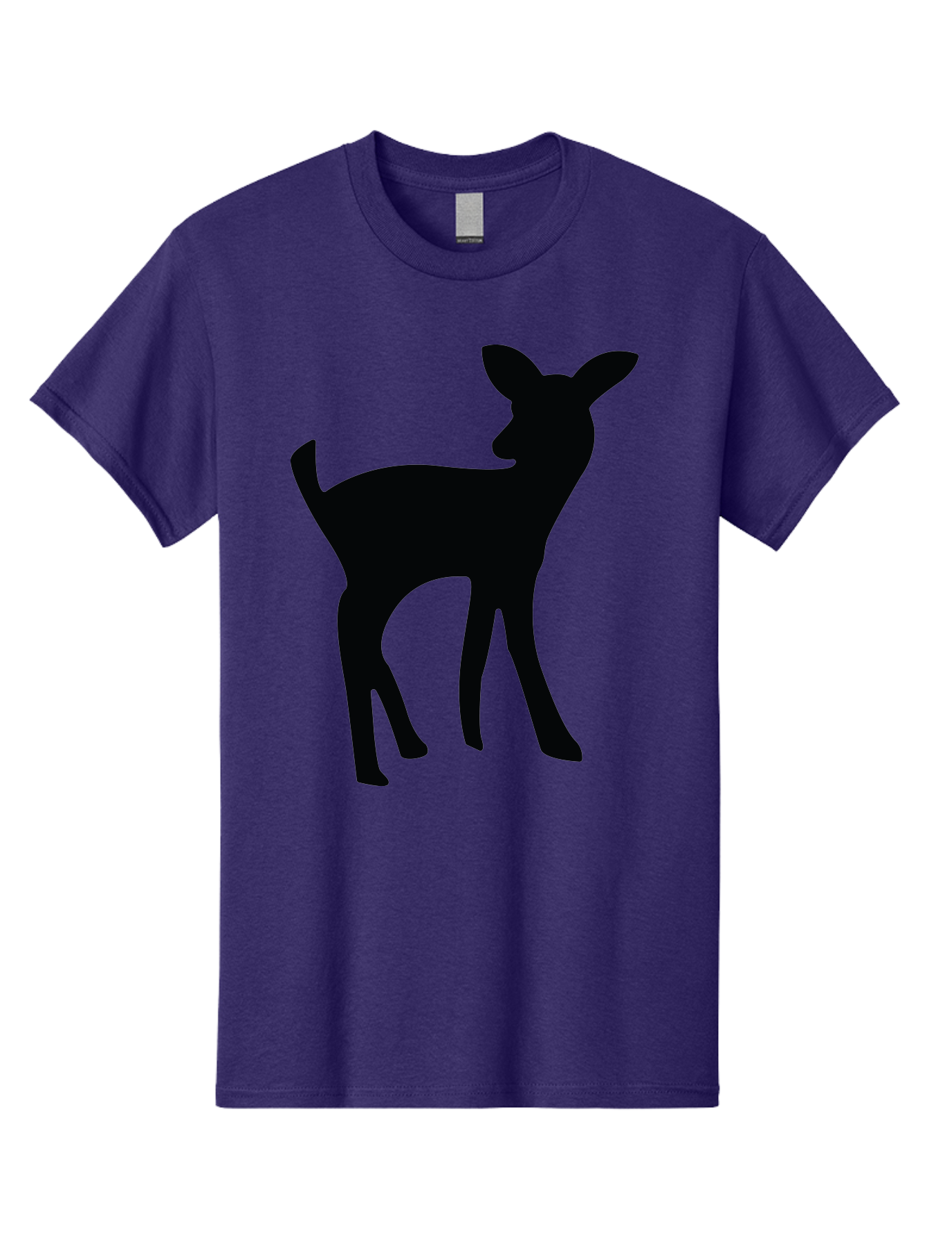 Deer-Silhouette Men'S Graphic Tee, 100% Cotton, Comfortable Casual Summer Wear, Machine Washable, Deer Silhouette, Wildlife Art, Minimalist Design, Black Silhouette, Simple Shapes, Animal Graphics, Nature-Inspired, Forest Creatures Aac645