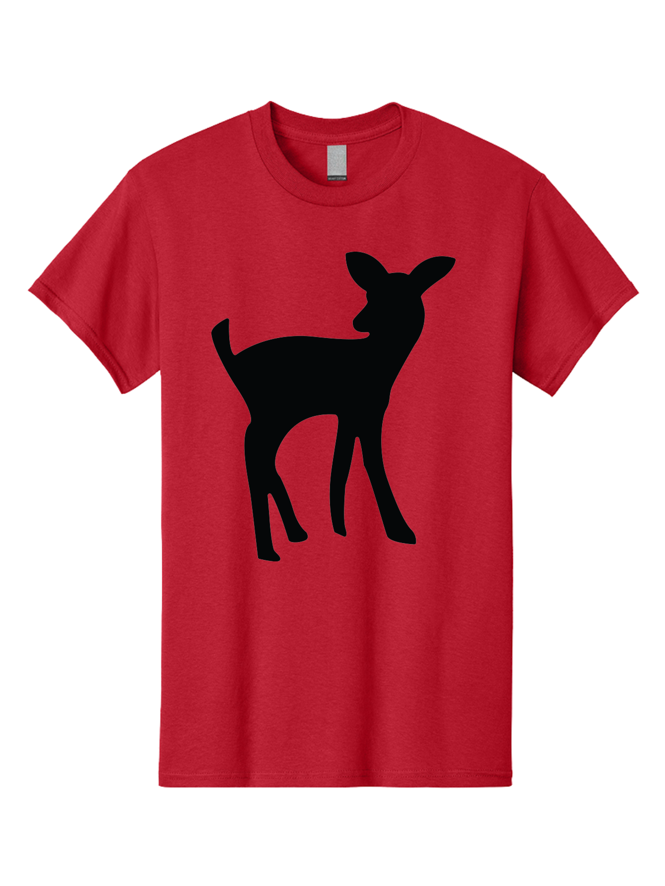 Deer-Silhouette Men'S Graphic Tee, 100% Cotton, Comfortable Casual Summer Wear, Machine Washable, Deer Silhouette, Wildlife Art, Minimalist Design, Black Silhouette, Simple Shapes, Animal Graphics, Nature-Inspired, Forest Creatures Aac645