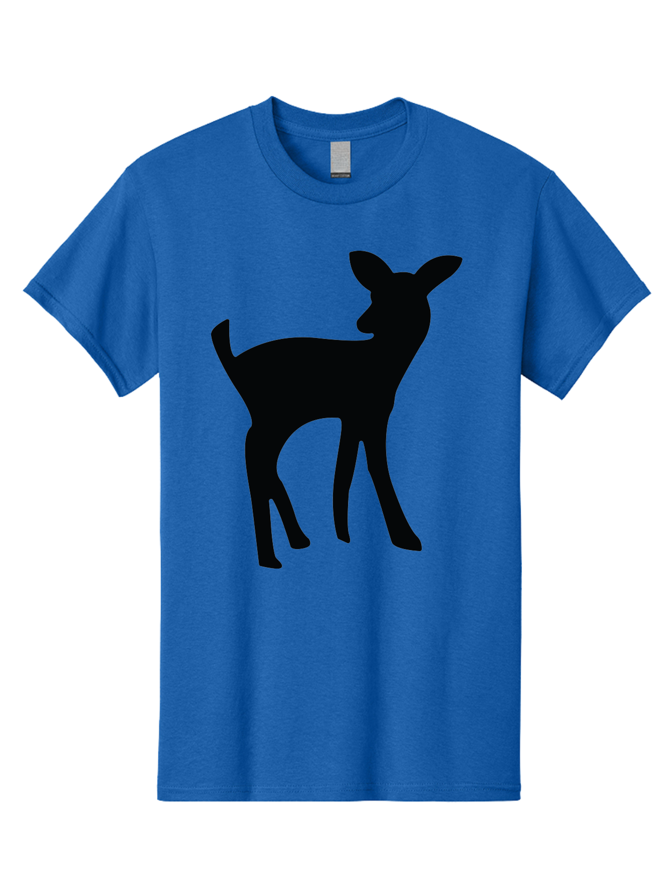 Deer-Silhouette Men'S Graphic Tee, 100% Cotton, Comfortable Casual Summer Wear, Machine Washable, Deer Silhouette, Wildlife Art, Minimalist Design, Black Silhouette, Simple Shapes, Animal Graphics, Nature-Inspired, Forest Creatures Aac645