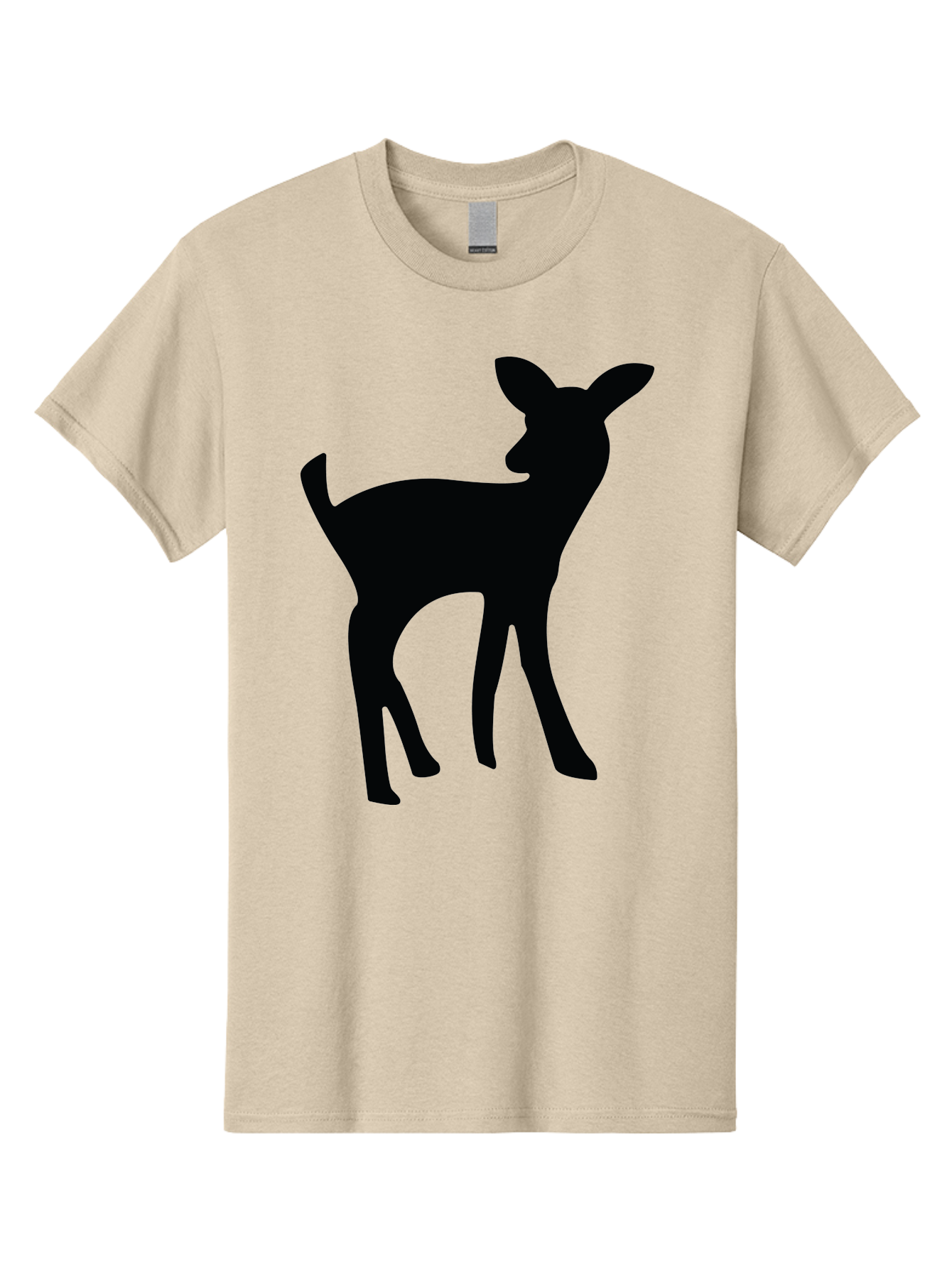 Deer-Silhouette Men'S Graphic Tee, 100% Cotton, Comfortable Casual Summer Wear, Machine Washable, Deer Silhouette, Wildlife Art, Minimalist Design, Black Silhouette, Simple Shapes, Animal Graphics, Nature-Inspired, Forest Creatures Aac645
