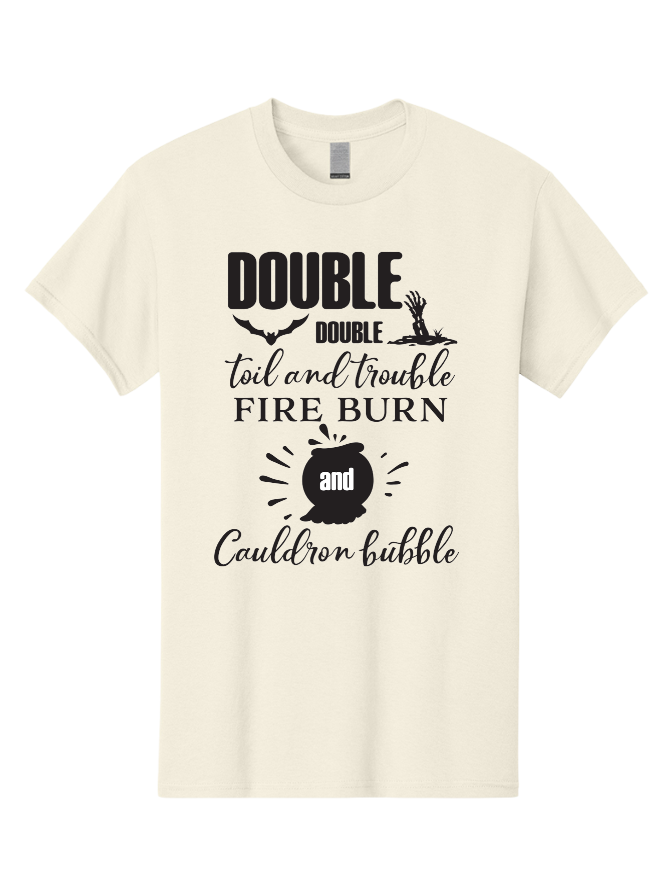 Double-Double-Toil-And-Trouble Men'S Graphic Tee, 100% Cotton, Comfortable Casual Summer Wear, Machine Washable, Halloween Quote, Witchy Vibes, Spooky Season, Macbeth Reference, Double Double Toil And Trouble, Halloween Graphics, Aac660