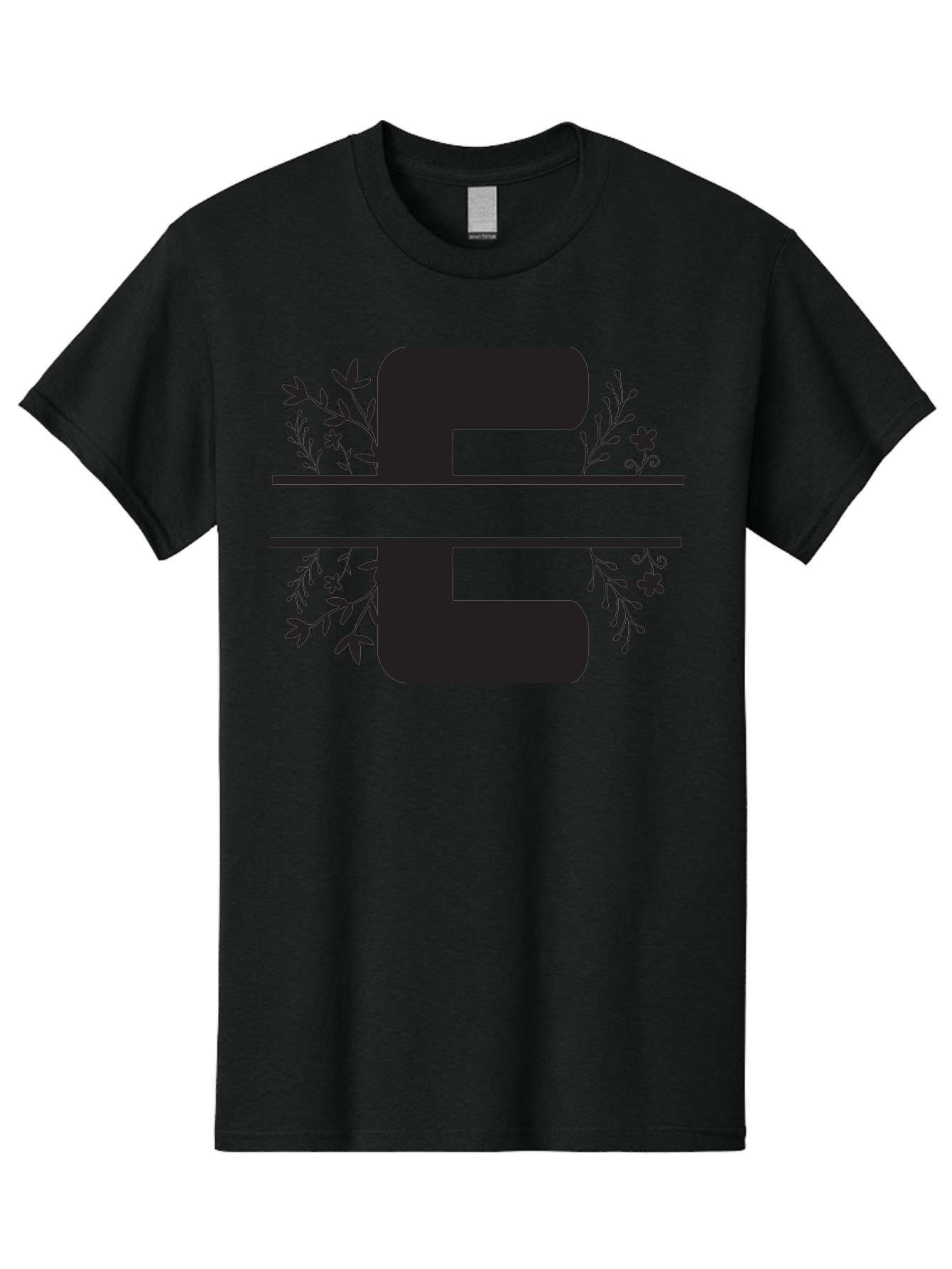 E-1 Men'S Graphic Tee, 100% Cotton, Comfortable Casual Summer Wear, Machine Washable, Floral Designs, Leafy Patterns, Bold Typography, Decorative Elements, Black Silhouettes, Elegant Lettering, Floral Motifs Aac664