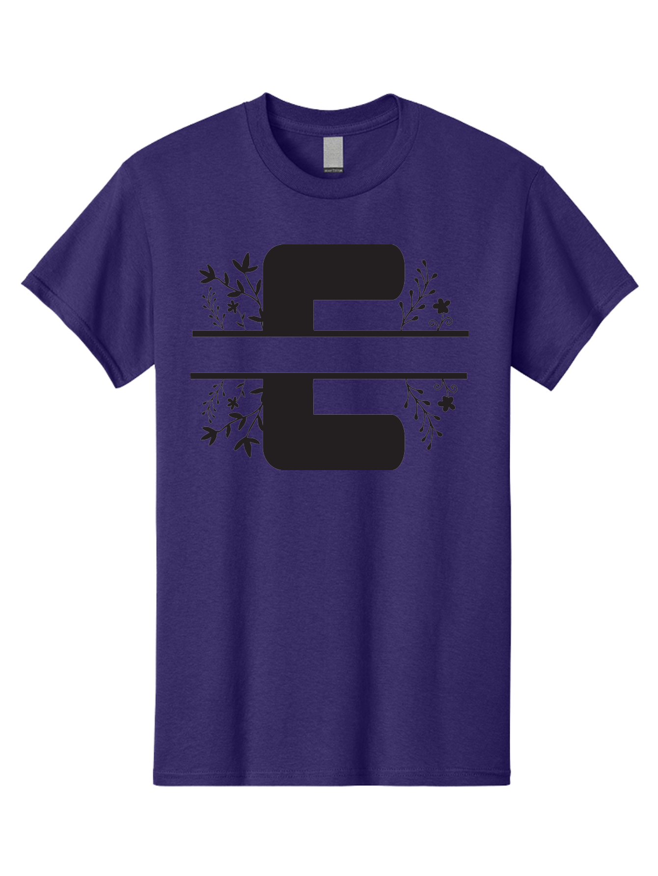 E-1 Men'S Graphic Tee, 100% Cotton, Comfortable Casual Summer Wear, Machine Washable, Floral Designs, Leafy Patterns, Bold Typography, Decorative Elements, Black Silhouettes, Elegant Lettering, Floral Motifs Aac664