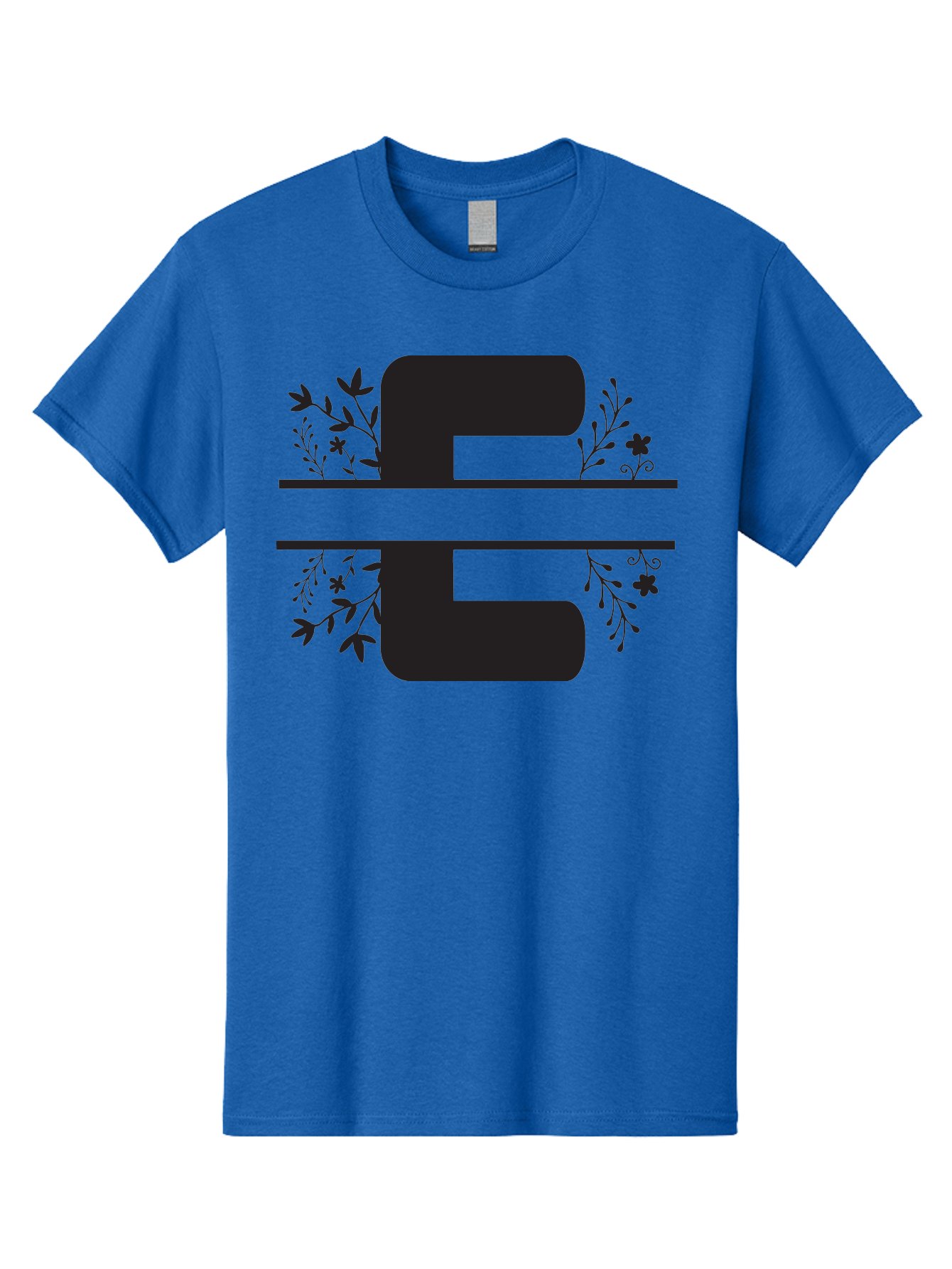 E-1 Men'S Graphic Tee, 100% Cotton, Comfortable Casual Summer Wear, Machine Washable, Floral Designs, Leafy Patterns, Bold Typography, Decorative Elements, Black Silhouettes, Elegant Lettering, Floral Motifs Aac664