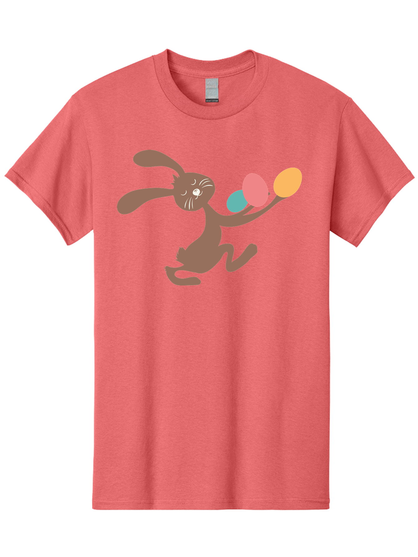 Easter-Bunny Men'S Graphic Tee, 100% Cotton, Comfortable Casual Summer Wear, Machine Washable, Cartoon Bunny, Easter Eggs, Pastel Colors, Playful Rabbit, Spring Celebration, Easter Holiday, Colorful Eggs, Festive Scene Aac668