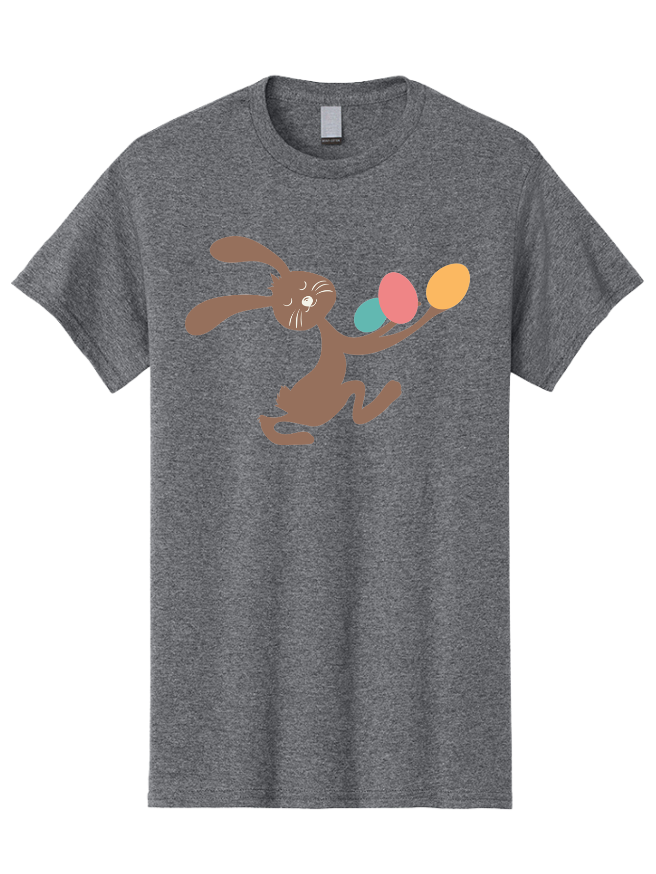 Easter-Bunny Men'S Graphic Tee, 100% Cotton, Comfortable Casual Summer Wear, Machine Washable, Cartoon Bunny, Easter Eggs, Pastel Colors, Playful Rabbit, Spring Celebration, Easter Holiday, Colorful Eggs, Festive Scene Aac668