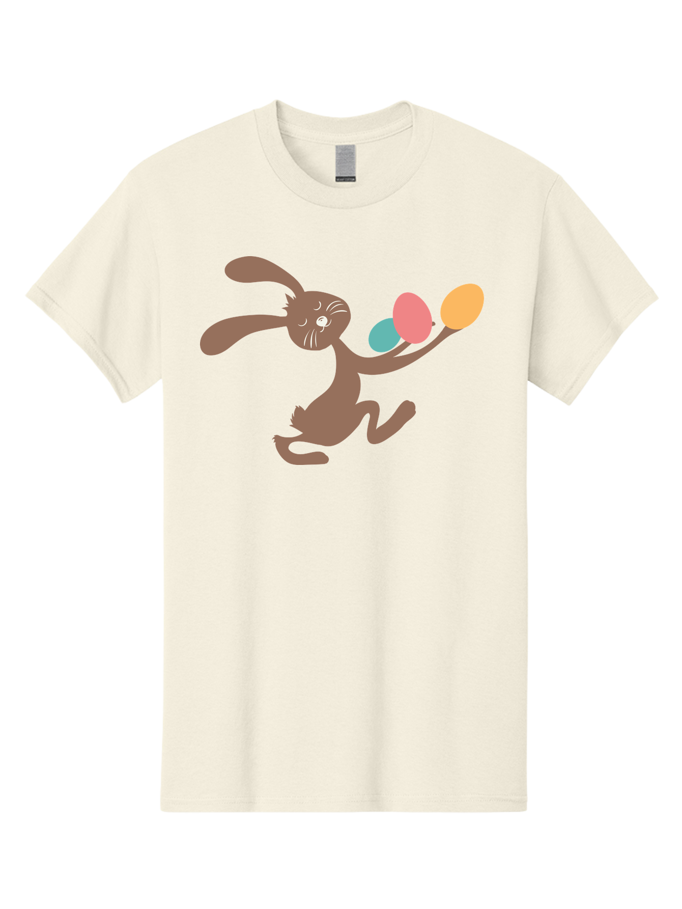 Easter-Bunny Men'S Graphic Tee, 100% Cotton, Comfortable Casual Summer Wear, Machine Washable, Cartoon Bunny, Easter Eggs, Pastel Colors, Playful Rabbit, Spring Celebration, Easter Holiday, Colorful Eggs, Festive Scene Aac668