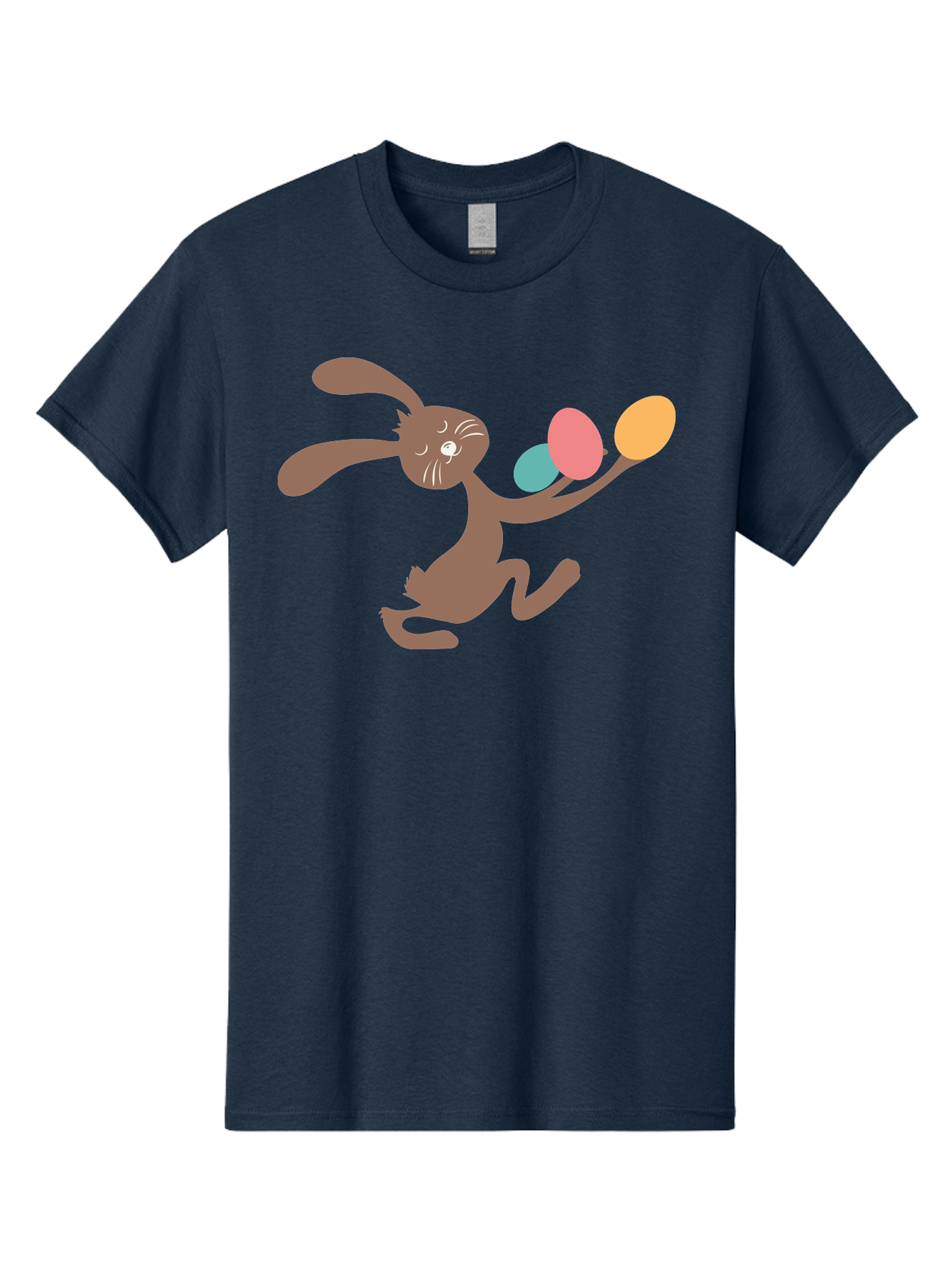 Easter-Bunny Men'S Graphic Tee, 100% Cotton, Comfortable Casual Summer Wear, Machine Washable, Cartoon Bunny, Easter Eggs, Pastel Colors, Playful Rabbit, Spring Celebration, Easter Holiday, Colorful Eggs, Festive Scene Aac668