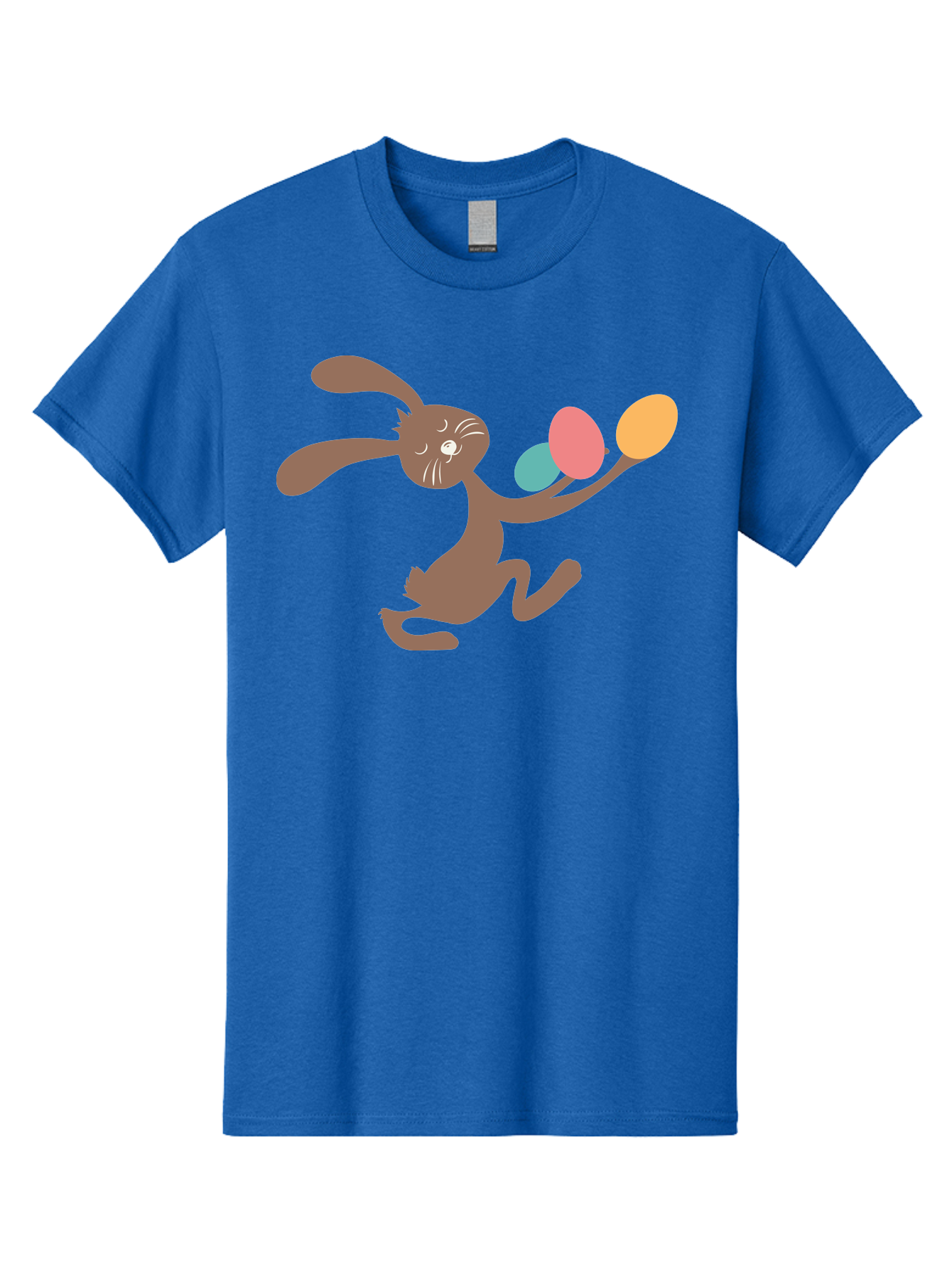 Easter-Bunny Men'S Graphic Tee, 100% Cotton, Comfortable Casual Summer Wear, Machine Washable, Cartoon Bunny, Easter Eggs, Pastel Colors, Playful Rabbit, Spring Celebration, Easter Holiday, Colorful Eggs, Festive Scene Aac668