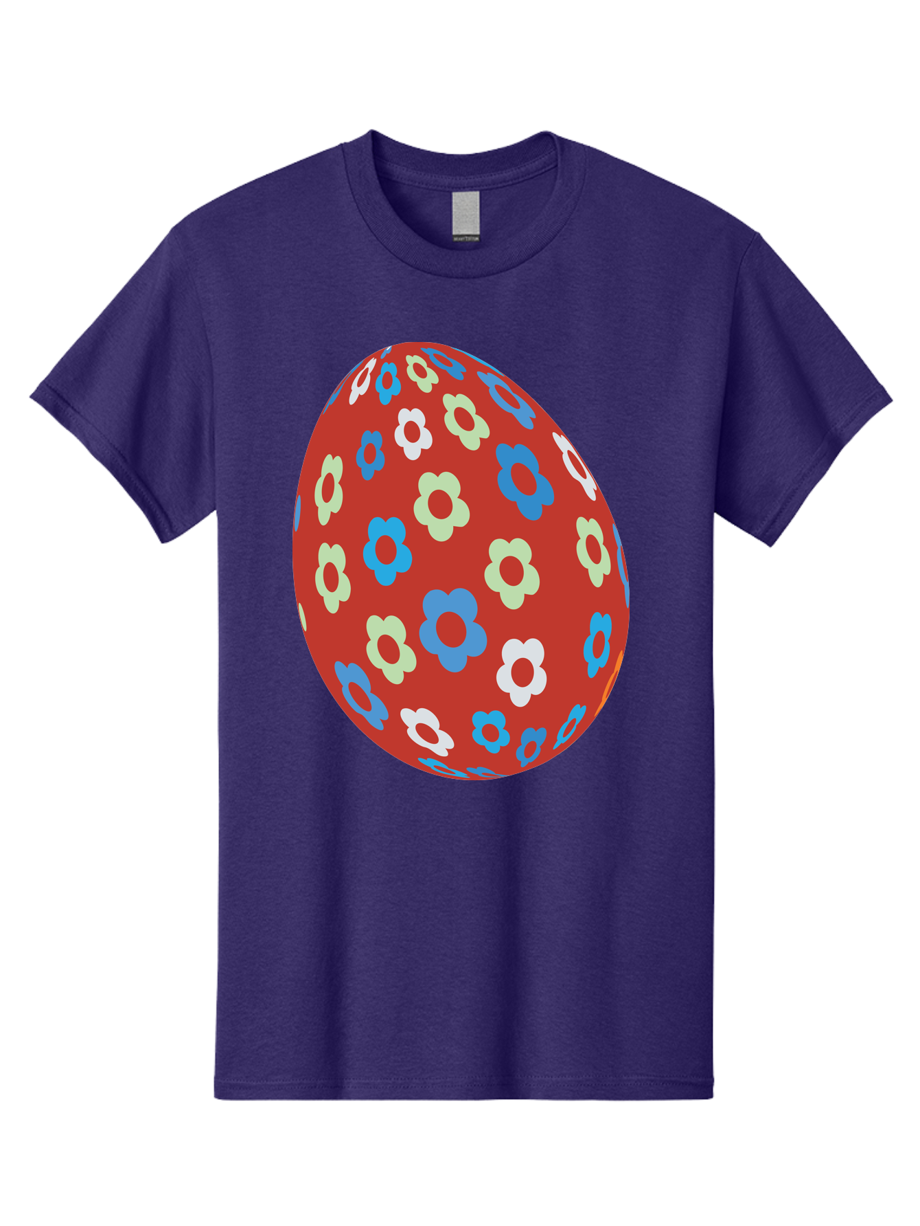 Easter-Egg-1 Men'S Graphic Tee, 100% Cotton, Comfortable Casual Summer Wear, Machine Washable, Easter Egg, Floral Pattern, Colorful Flowers, Red Egg, Blue Flowers, White Flowers, Green Flowers, Festive Design, Spring Theme, Decorated Egg, Aac671