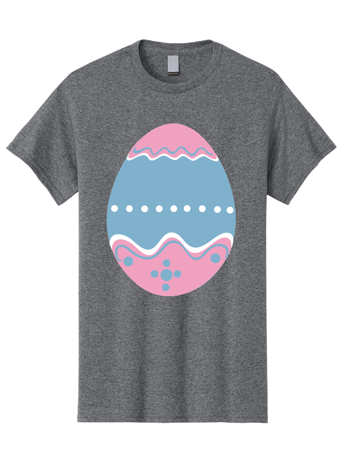 Easter-Egg-3 Men'S Graphic Tee, 100% Cotton, Comfortable Casual Summer Wear, Machine Washable, Easter Egg, Pink And Blue Egg, Decorated Egg, Wavy Lines, White Dots, Blue And Pink Swirls, Pastel Colors, Spring Decoration, Easter Theme, Aac673
