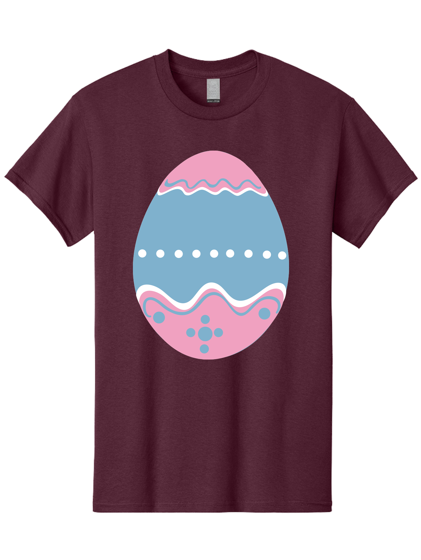 Easter-Egg-3 Men'S Graphic Tee, 100% Cotton, Comfortable Casual Summer Wear, Machine Washable, Easter Egg, Pink And Blue Egg, Decorated Egg, Wavy Lines, White Dots, Blue And Pink Swirls, Pastel Colors, Spring Decoration, Easter Theme, Aac673